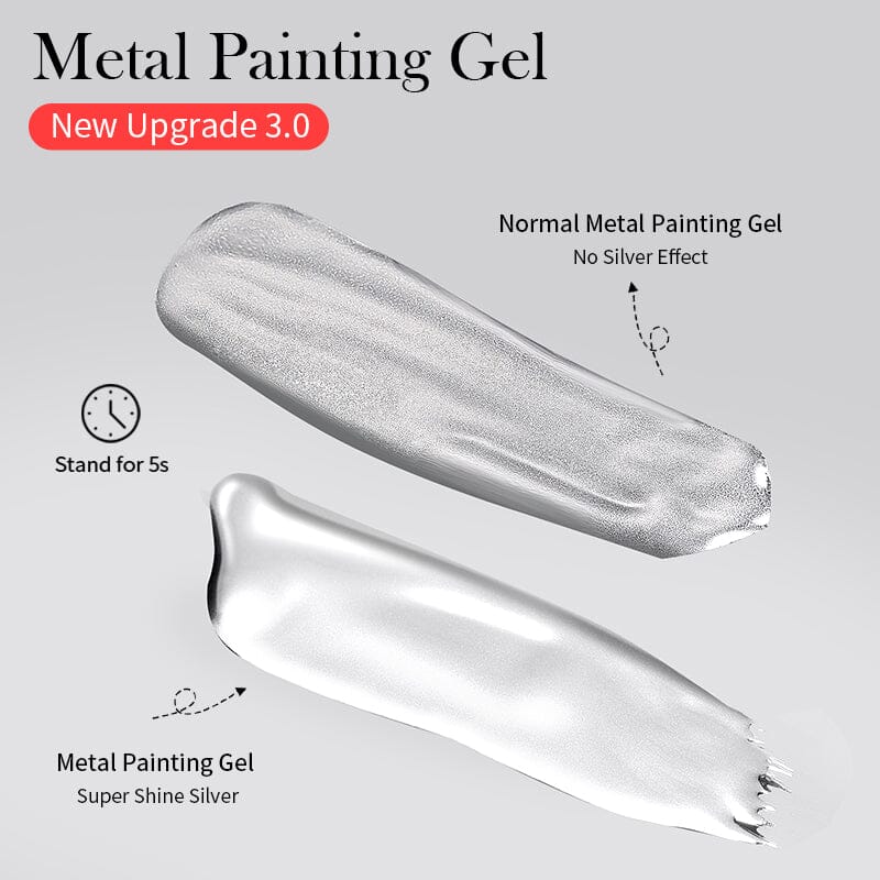 Super Shine Silver Metallic Paint Gel - High Gloss Finish for DIY Crafts, Nail Art, and Model Painting - Perfect for Home Decor, Automotive Detailing & Creative Projects