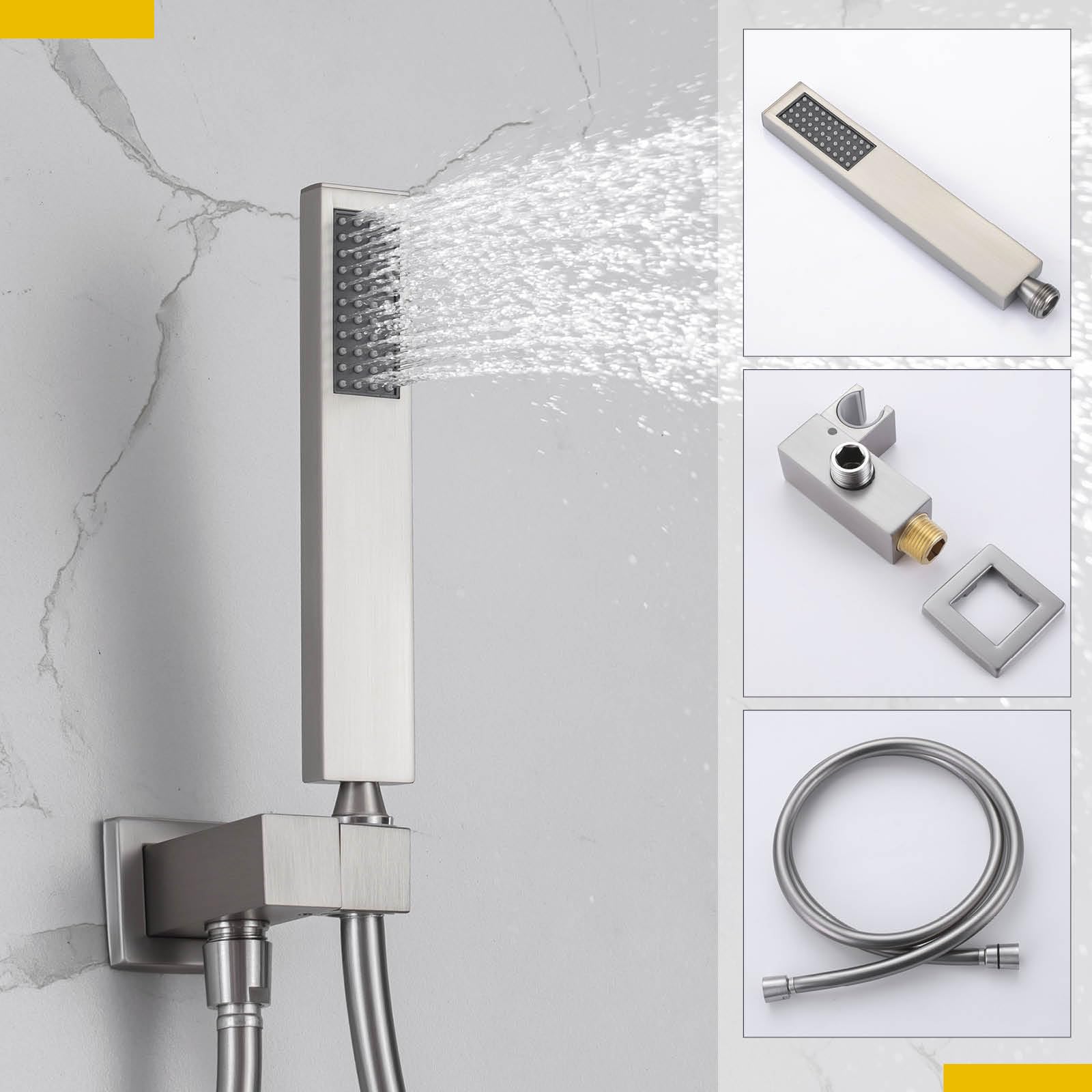 Luxury 10 Inch Rain Shower System with Handheld Shower Head - Wall Mounted Bathroom Faucet Set with Rough-in Valve & Trim Kit in Brushed Nickel - Perfect for Spa-Like Shower Experience in Master Bathrooms & Modern Home Renovations