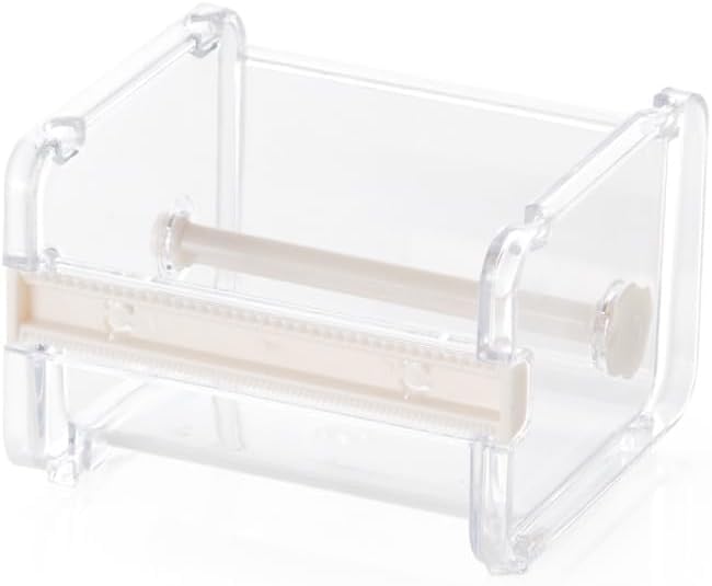Clear Washi Tape Dispenser with Cutter - Desktop Organizer for Office & DIY Craft Supplies - Perfect for Scrapbooking, Gift Wrapping & Stationery Storage