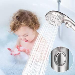 High Pressure 6-Setting Shower Head with Handheld Spray & ON/OFF Switch - Spa Mode, Brushed Nickel Finish - Perfect for Bathroom Renovation, Water Saving & Relaxing Shower Experience
