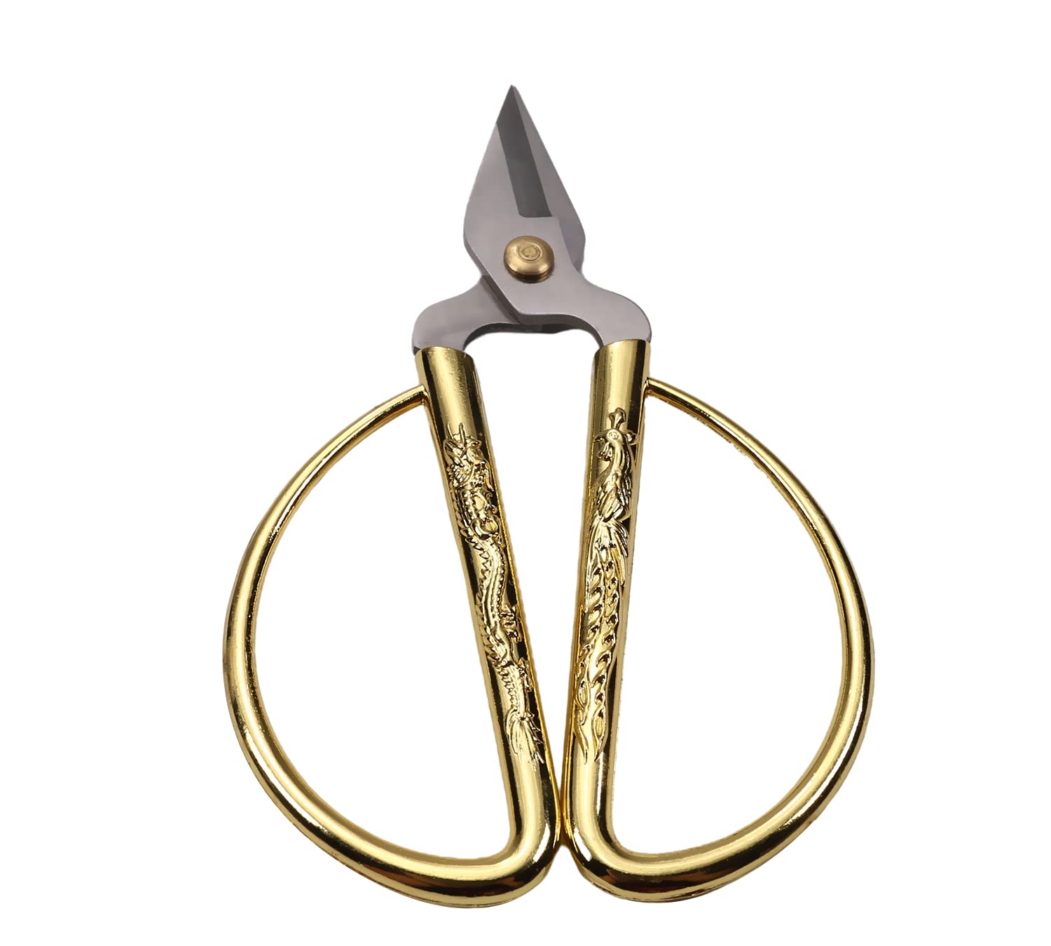 Premium Gold Dragon Carved Bonsai Scissors - Traditional Chinese Metal Handle Craft Scissors for Gardening, Sewing & DIY Projects - Professional Quality 1PC