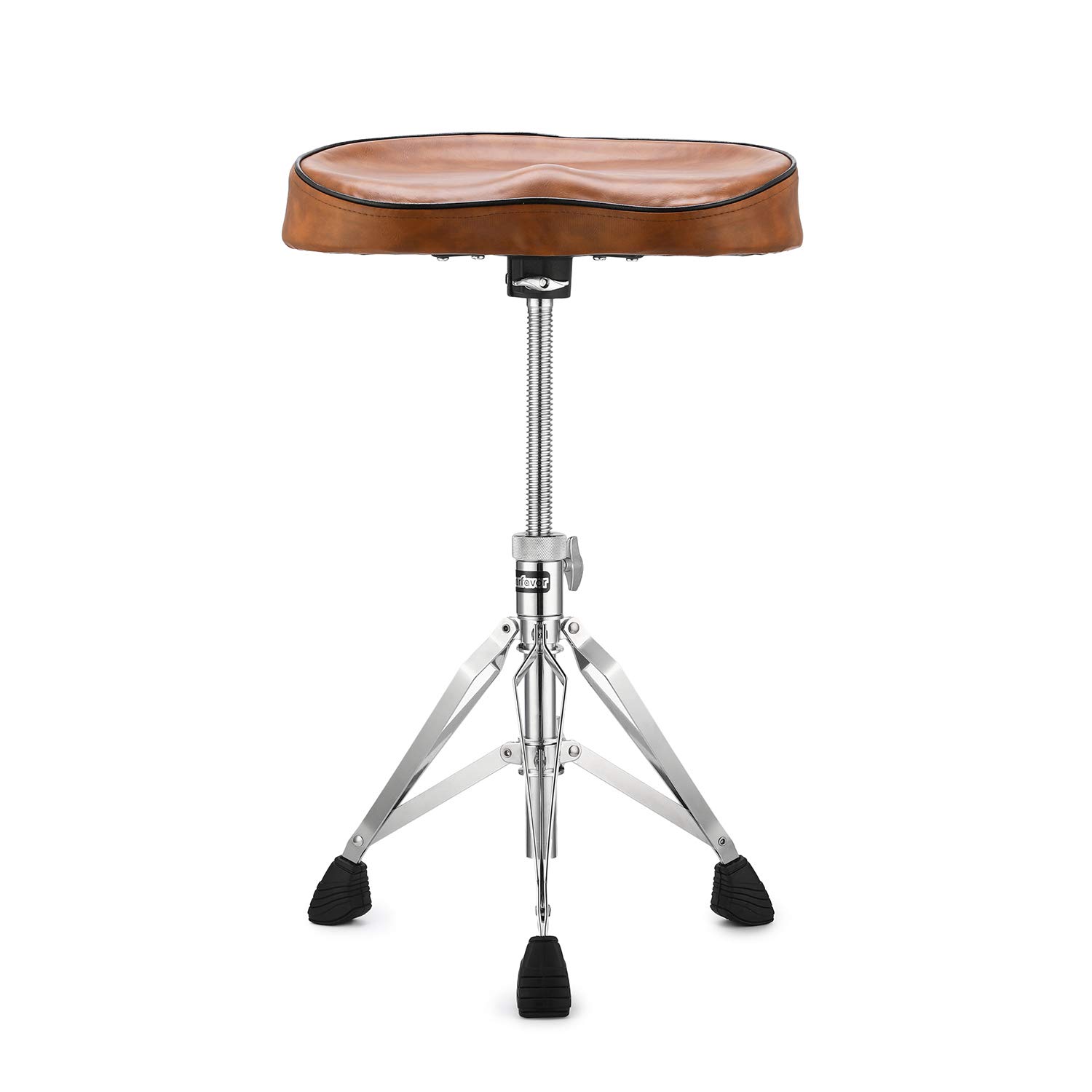 Starfavor Adjustable Drum Throne with Padded Seat - Swivel Drum Stool for Drummers, Brown - Perfect for Home Studios, Live Performances & Practice Sessions