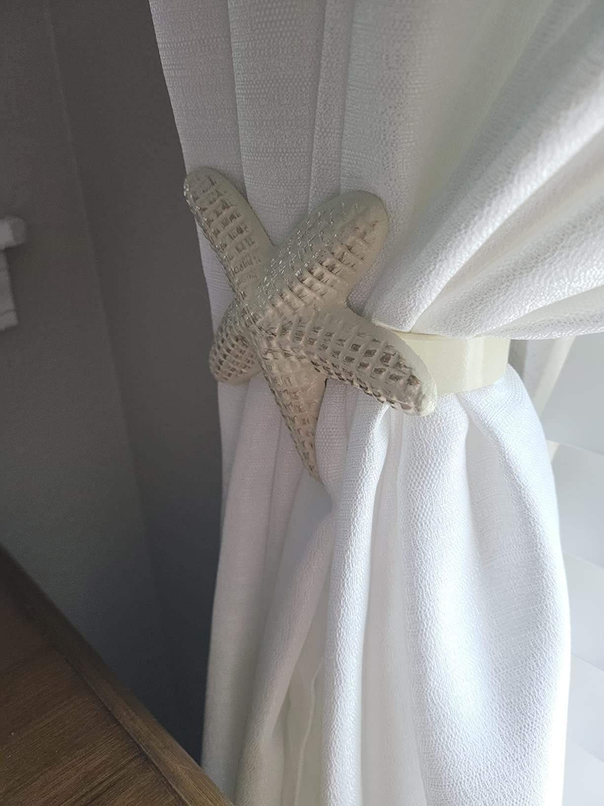 Metal Nautical Starfish Curtain Holdback Set of 2 - Decorative Curtain Tie Back Holder for Home, Bedroom & Office - Perfect for Coastal, Beach & Nautical Theme Decor