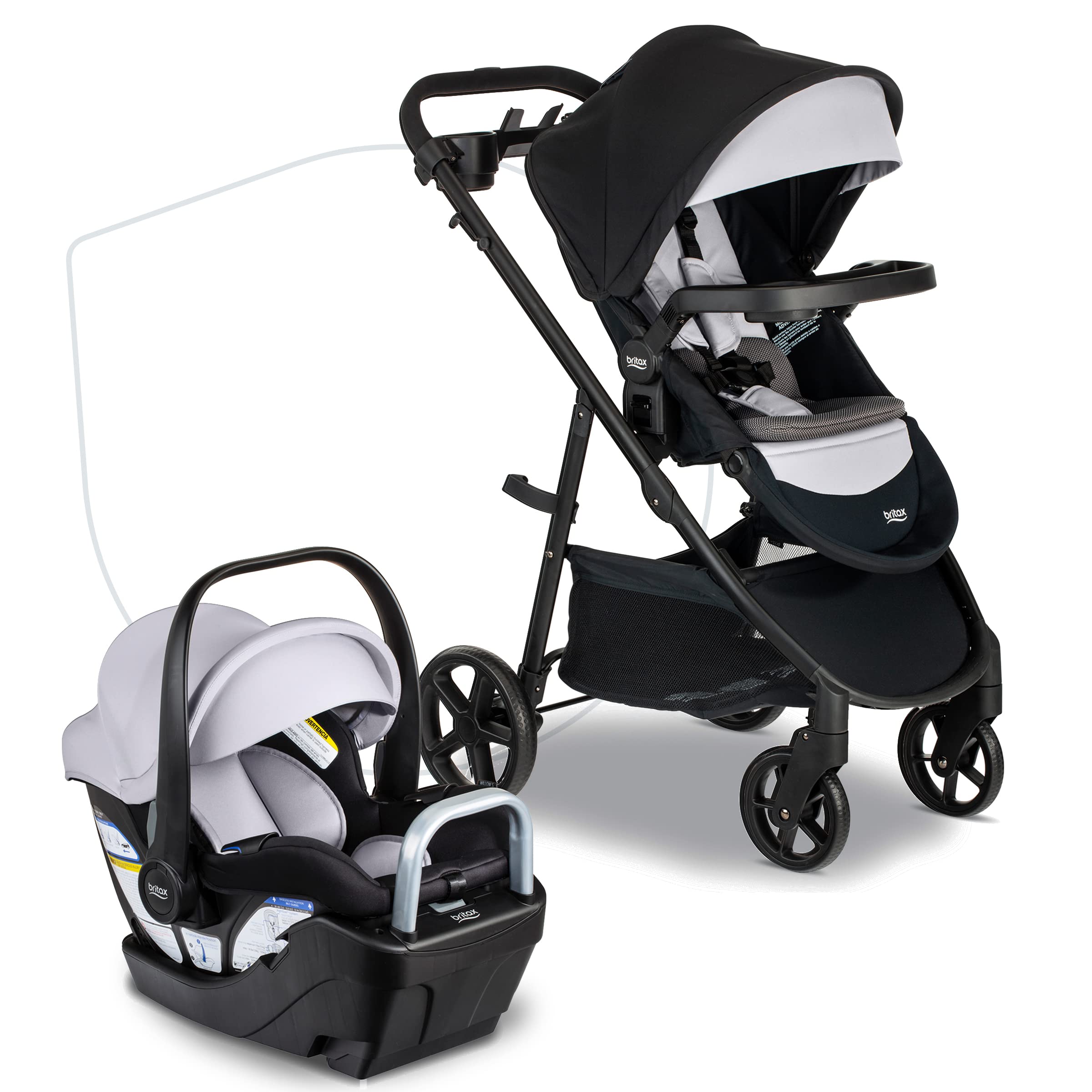 Britax Willow Brook S+ Baby Travel System - Infant Car Seat & Stroller Combo with Alpine Base | ClickTight Technology | SafeWash Insert & Cover | Glacier Onyx | Perfect for Newborns, Shopping & Travel