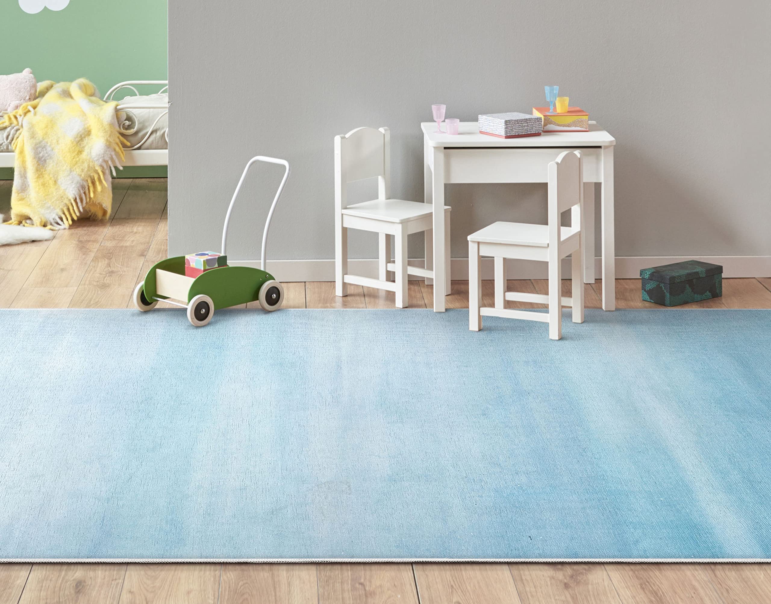 Well Woven Kids Rugs Nightfall 6' x 9' Blue Modern Printed Machine Washable Area Rug - Soft Playroom Carpet for Nursery, Bedroom & Daycare Floor Decor