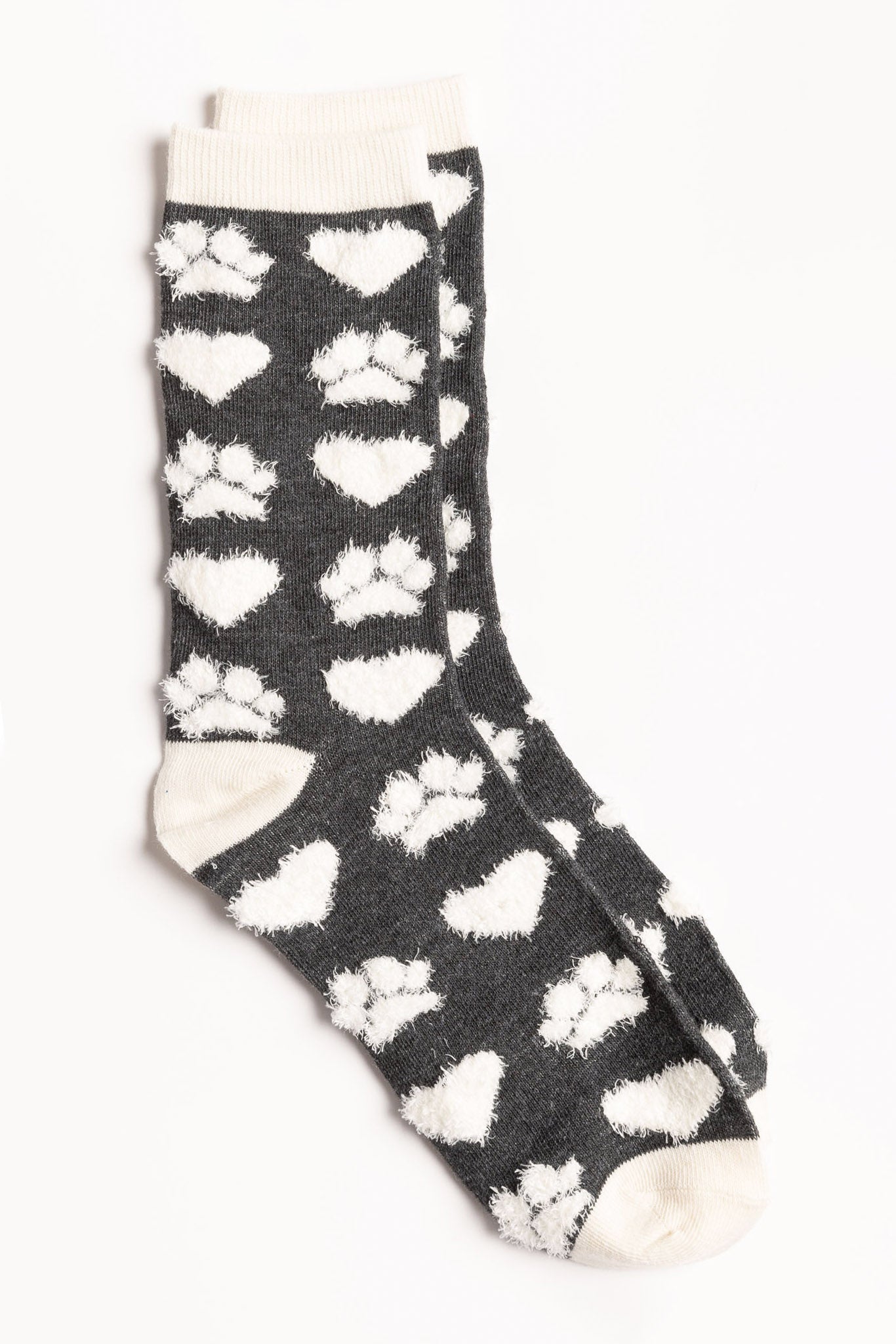 Cozy Fuzzy Heart & Paw Print Socks - Warm Non-Slip Cute Animal Socks for Women & Girls - Perfect for Valentine's Day Gifts, Christmas Presents & Winter Comfort Wear