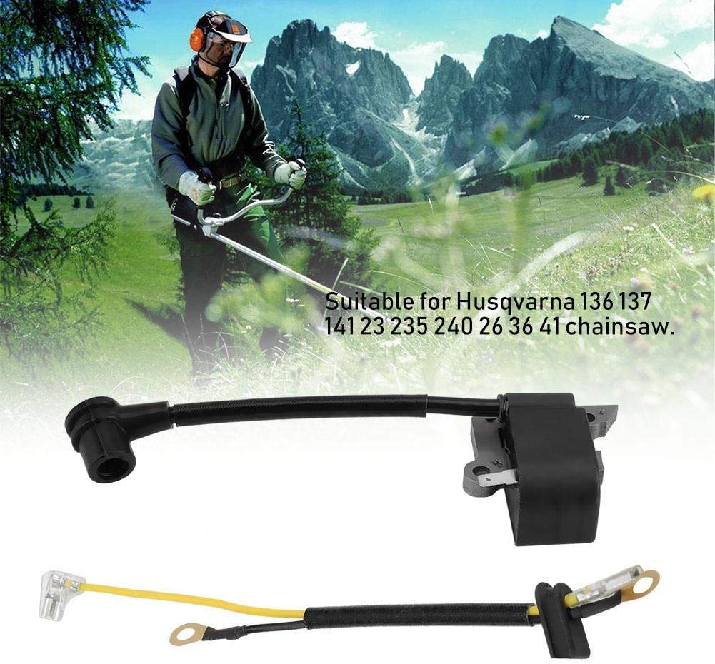 Husqvarna 136 137 141 23 235 240 26 36 41 Chainsaw Ignition Coil Replacement Part 545199901 - Compatible with Various Chainsaw Models for Forestry and Landscaping Work