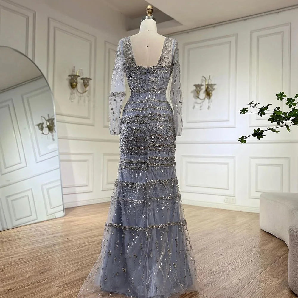 Luxury Dubai Arabic Sage Green Mermaid Evening Dress Gowns for Women - Elegant Formal Party Gown for Prom, Wedding, Gala & Special Occasions