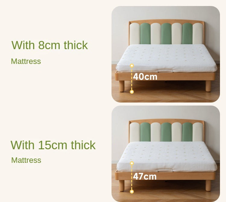 Solid Beech Wood Soft Single Kids Bed - Durable & Safe Children's Bedroom Furniture for Toddlers & Teens - Perfect for Bedrooms, Daycare, and Guest Rooms