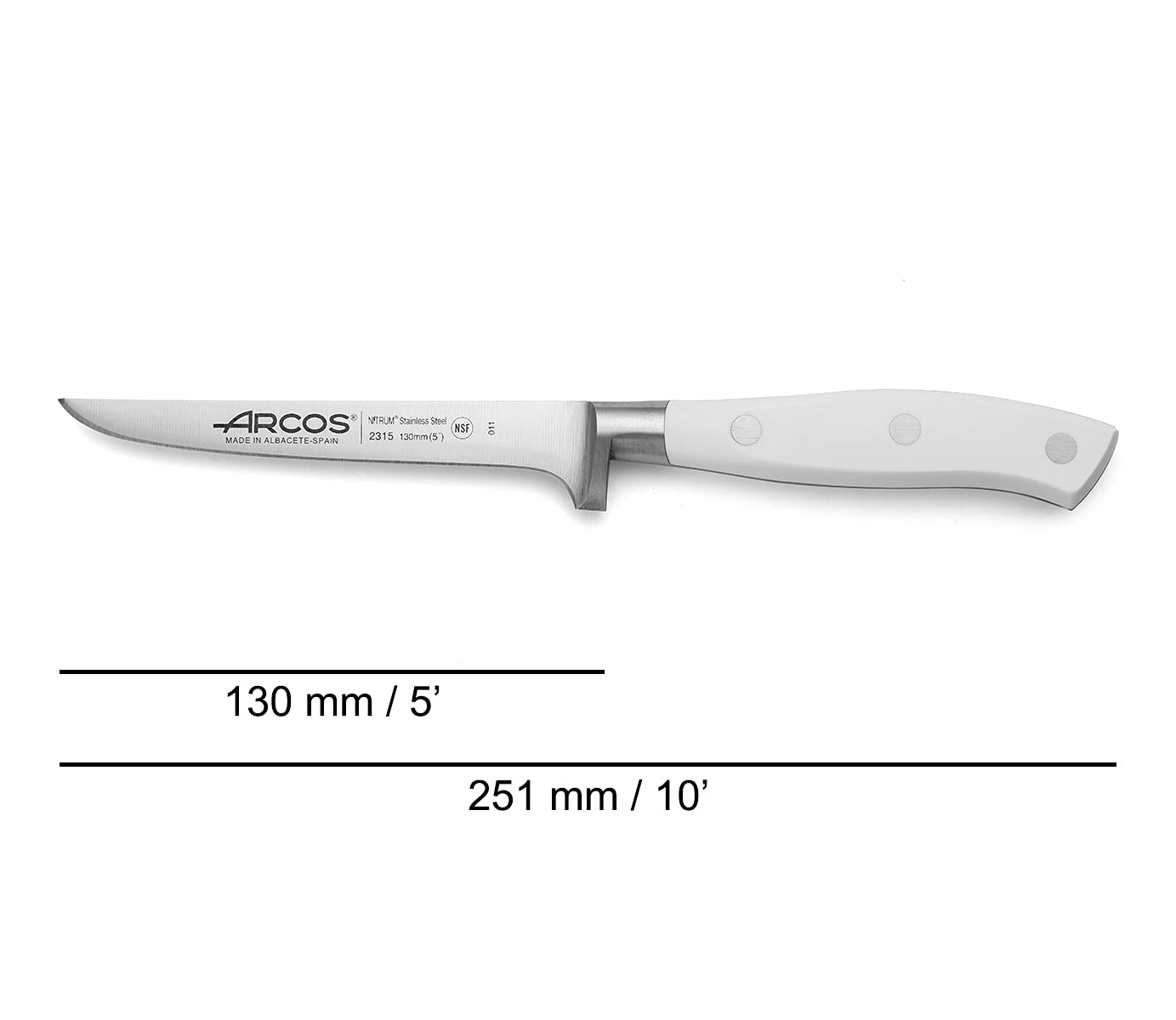**Arcos Forged 3-Piece Slicing Knife Set - Professional Nitrum Stainless Steel Kitchen Knives with Ergonomic POM Handle, 755g, Riviera Blanc Series, White - Perfect for Slicing Meat, Vegetables & Fruits**