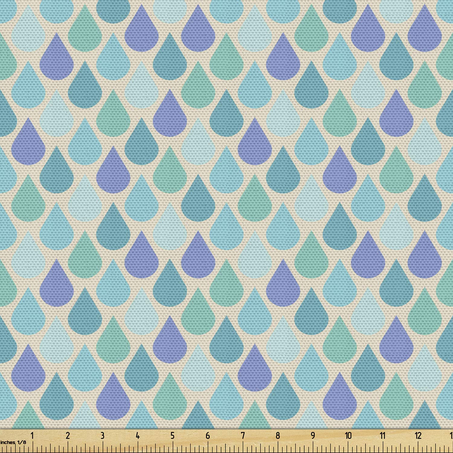 Ambesonne Teal Fabric by The Yard - Colorful Water Droplets Rain Themed Abstract Print - 5 Yards Upholstery Fabric for Sofa, Curtains & Home Decor (Teal Lavender) - Perfect for DIY Projects, Pillow Covers & Wall Hangings