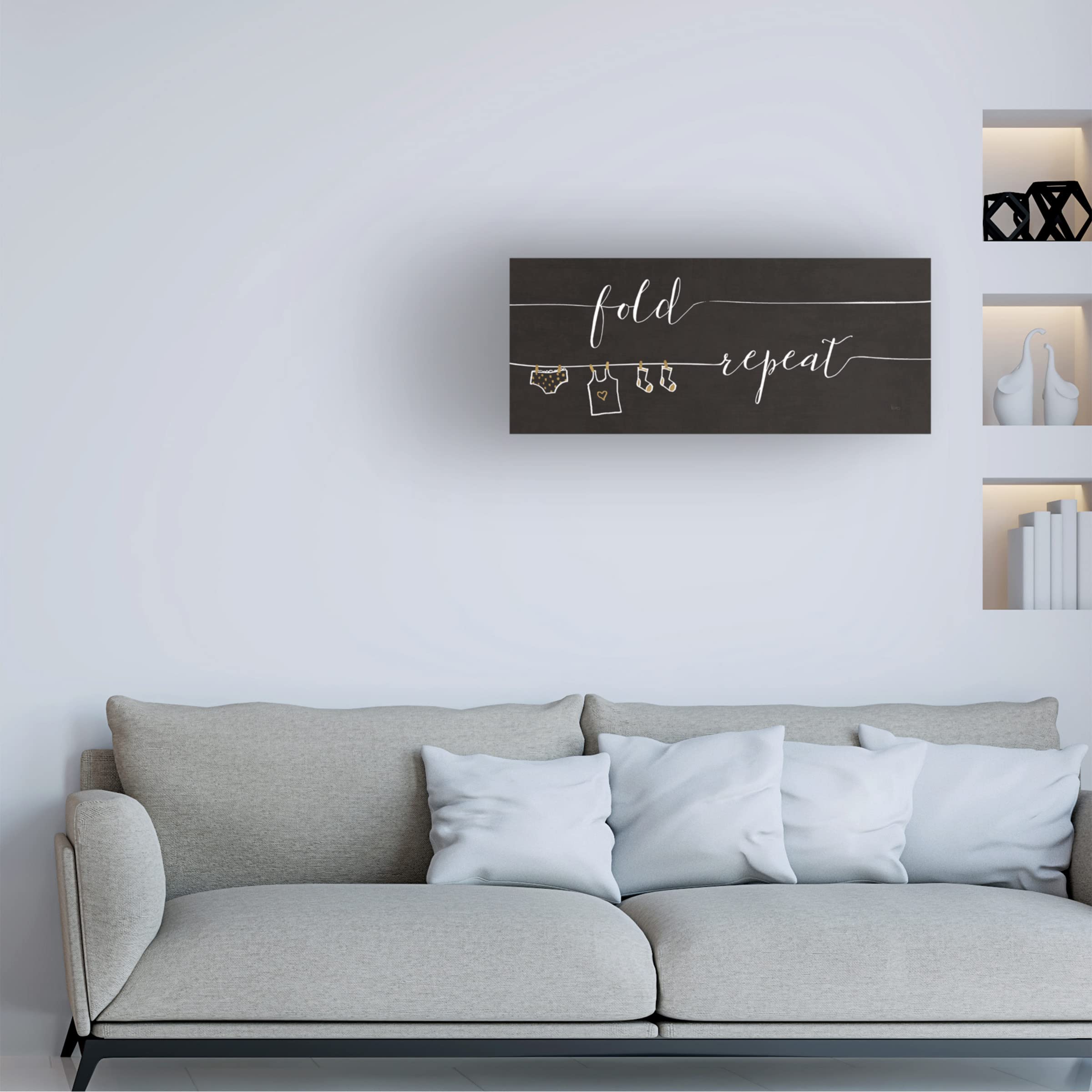 Trademark Fine Art 'Wash and Dry III Black' Canvas Wall Art by Veronique Charron - Modern Abstract Painting for Living Room, Bedroom & Office Decor
