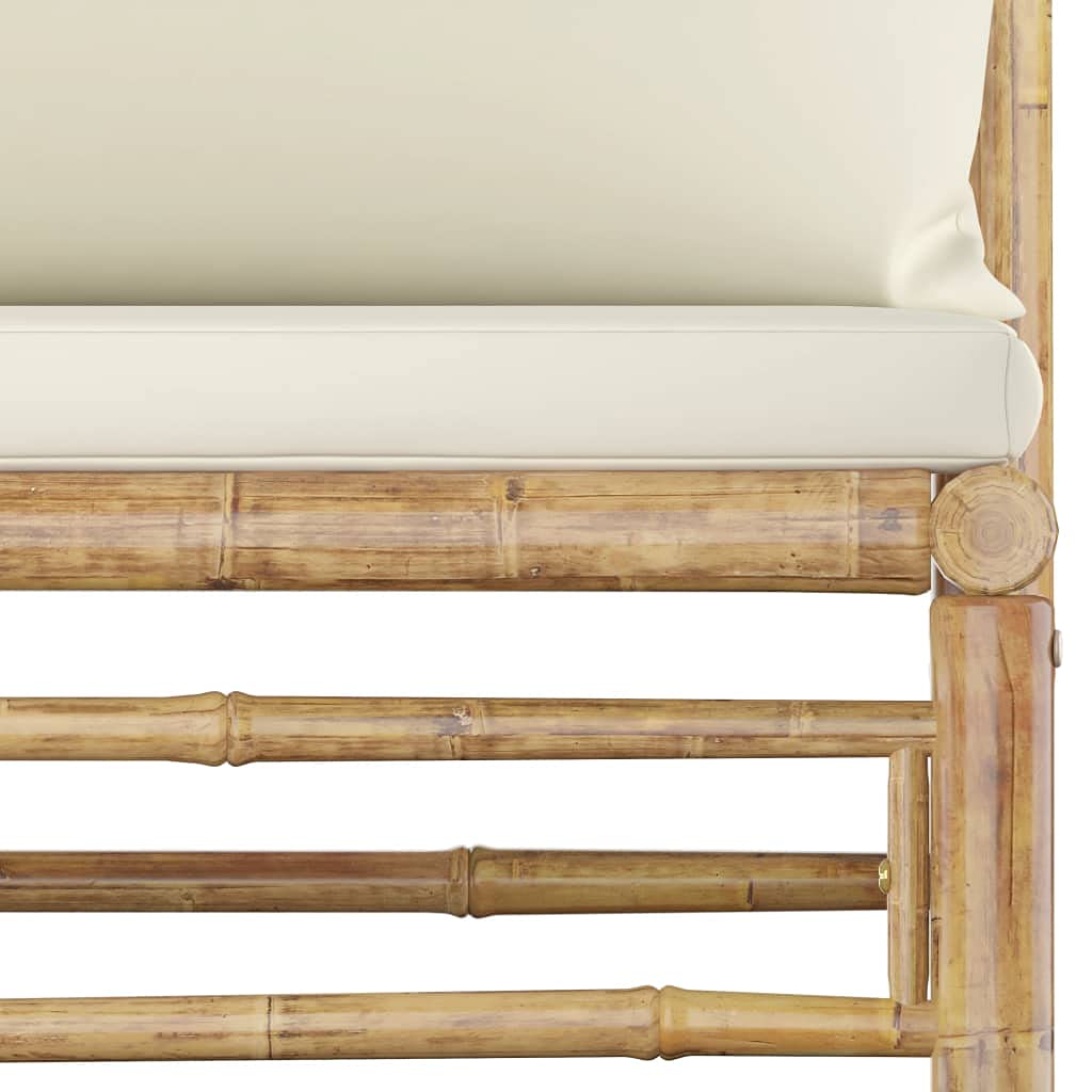 3 Piece Outdoor Garden Dining Set with Bamboo Frame, Comfortable Cushions, and Coffee Table - Perfect for Patio, Backyard, and Poolside Gatherings