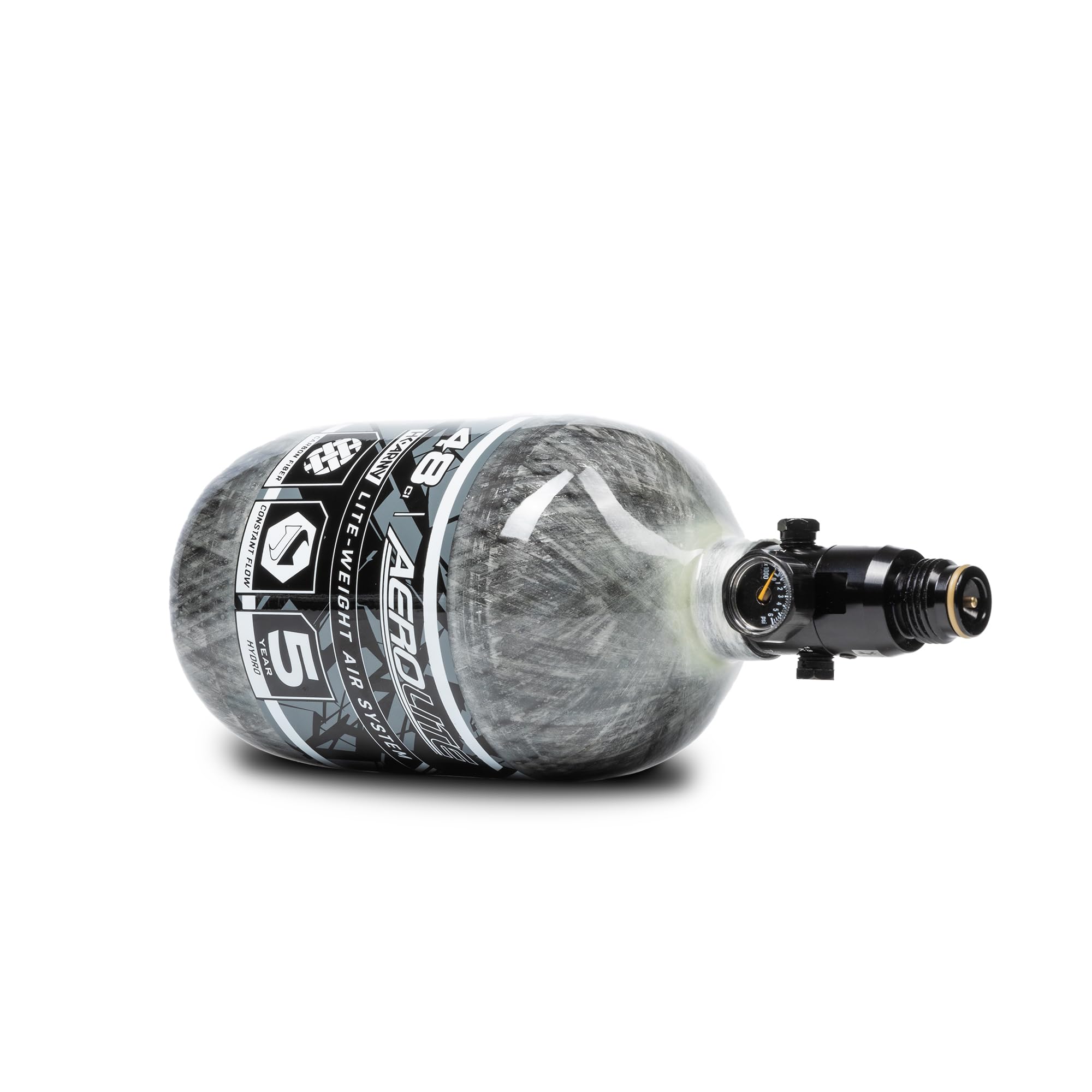 HK Army Aerolite Carbon Fiber HPA Paintball Tank Air System - 48ci/4500psi - Lightweight High Pressure Air Tank for Paintball & Airsoft Games, Outdoor Sports & Tactical Training