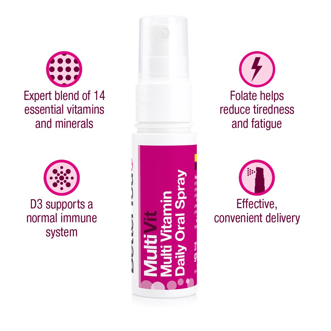BetterYou MultiVitamin Daily Oral Spray 25ml - Fast Absorption Vitamin Supplement for Energy & Immunity - Perfect for Busy Professionals & Active Lifestyles