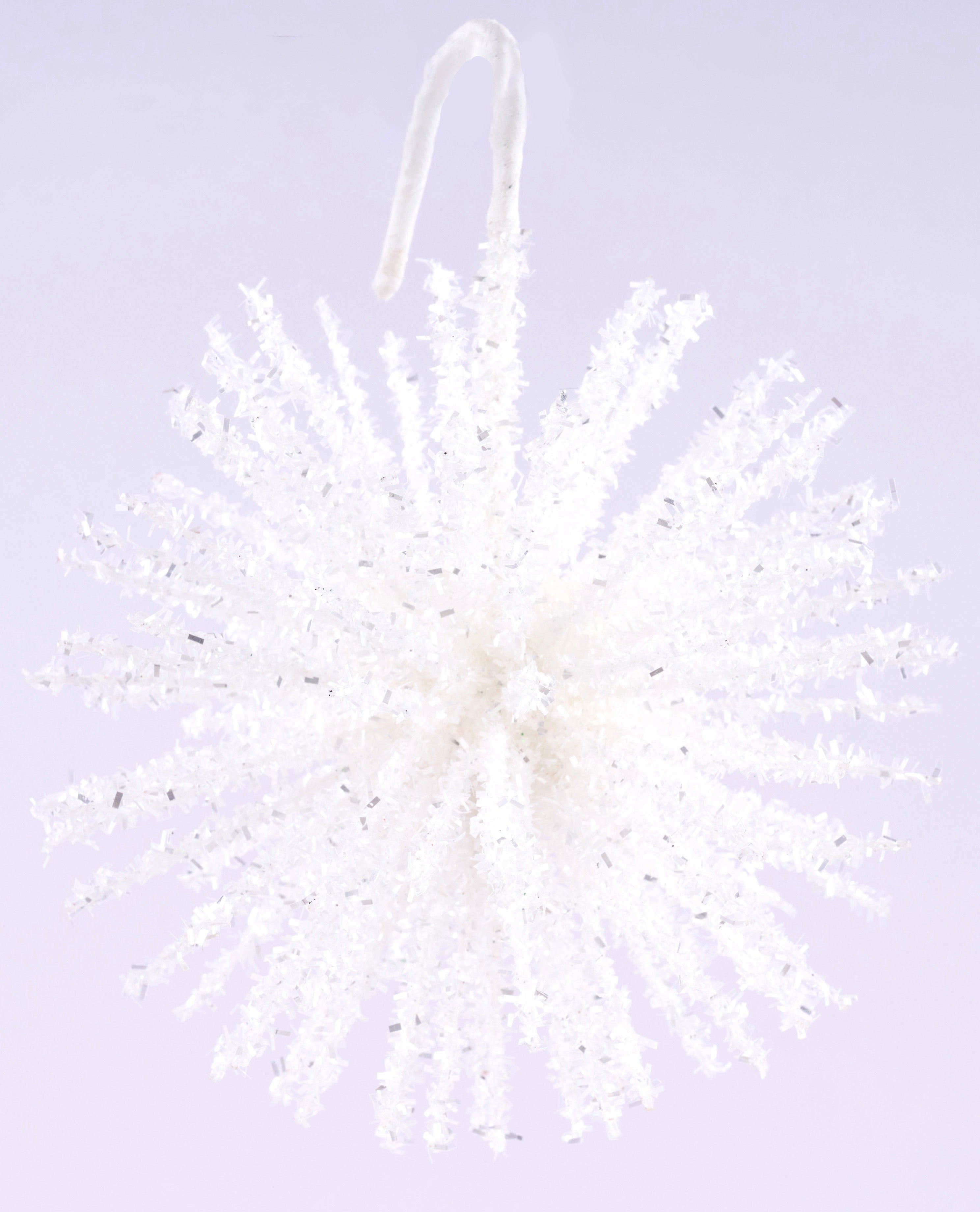6 Pack White Starburst Christmas Ornaments - Elegant Holiday Tree Decorations for Xmas, Winter, and Festive Home Decor