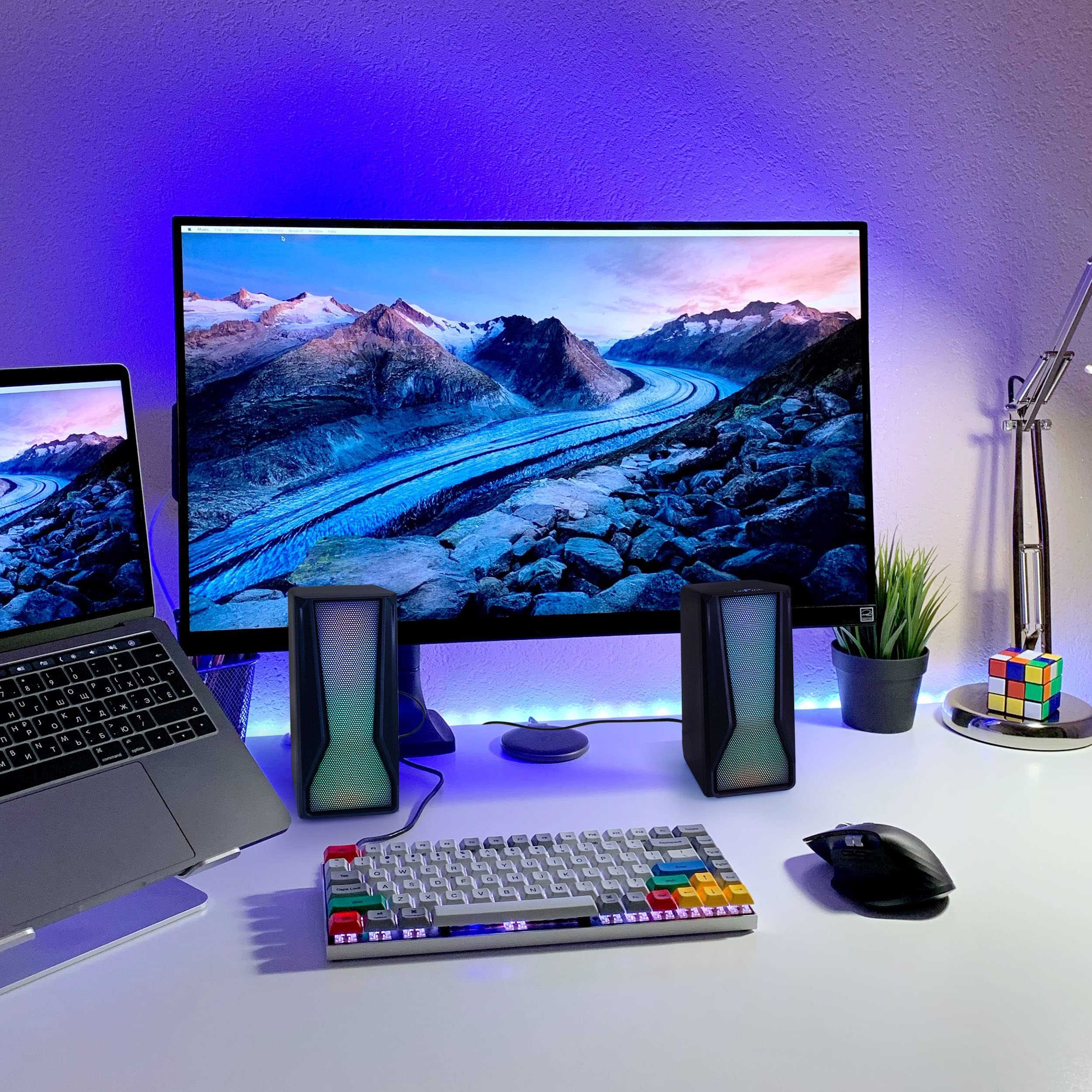 beFree RGB LED Gaming Speakers with Immersive Sound - Dual Stereo PC Speakers for Gaming, Music & Movies - Perfect for Desktop, Laptop & Home Theater Setup