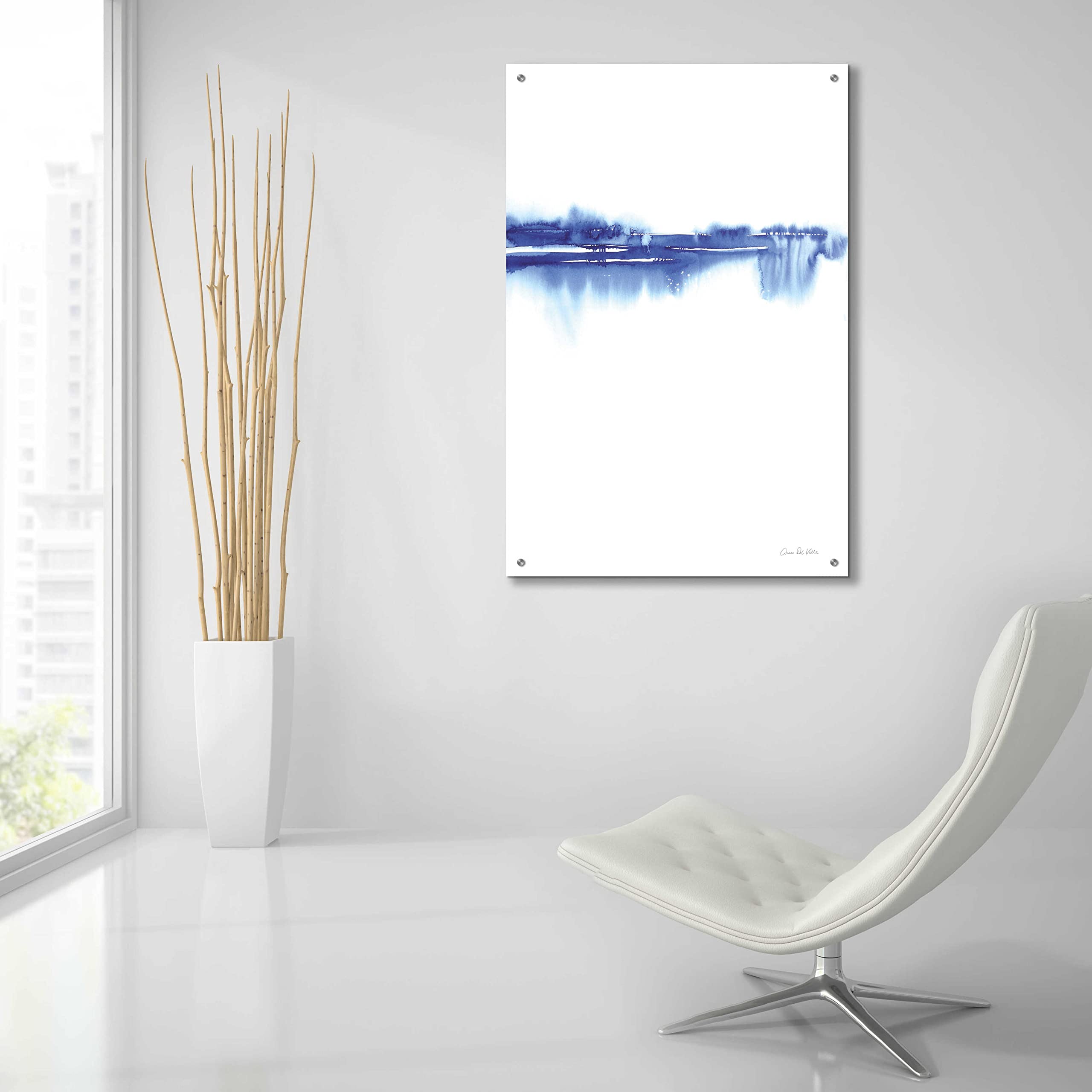 Blue Horizon II Acrylic Glass Wall Art by Alan Majchrowicz - 24x36 Inch Modern Abstract Painting for Living Room, Bedroom & Office Decor