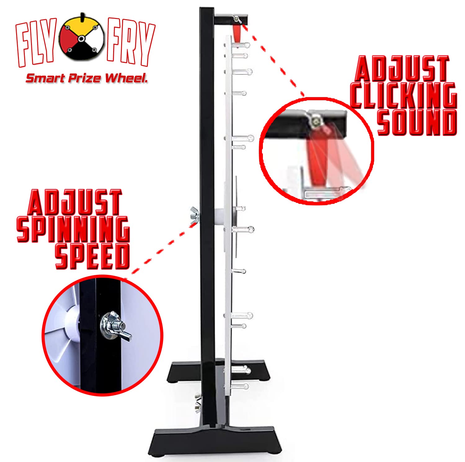 24 Inch 2-in-1 Rainbow & Black 14-Slot Prize Wheel - Colorful Acrylic Dry Erase Spinner for Casino Parties, Fundraisers & Events - Loud Clacker with True Motion Spin - Perfect for Game Nights, Carnivals & Classroom Activities
