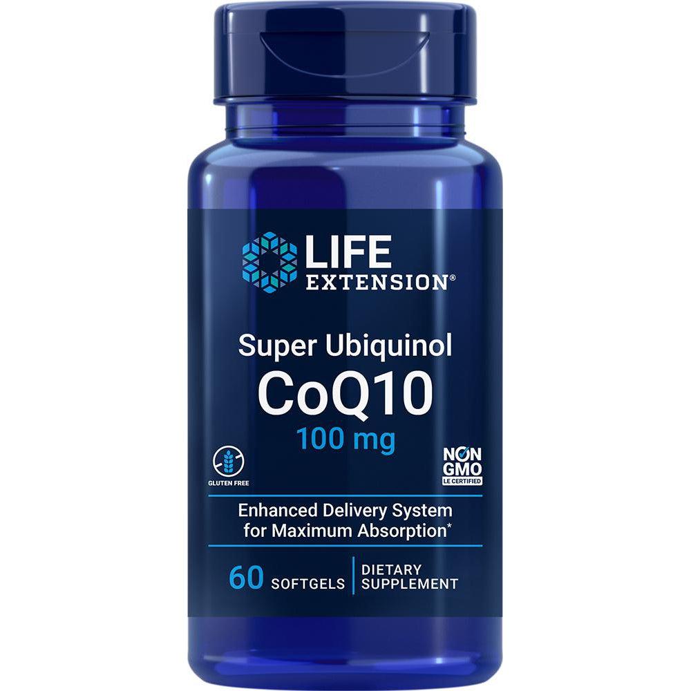 Life Extension Super Ubiquinol CoQ10 100mg - Premium Heart Health & Energy Supplement - Supports Cellular Function & Cardiovascular Wellness - Ideal for Active Adults & Seniors