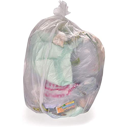 Hefty 30 Gallon Clear Large Recycling Trash Bags with Flap Tie, 12 Count - Heavy Duty Garbage Bags for Home, Office & Outdoor Use - Perfect for Recycling, Yard Waste & Household Cleanup