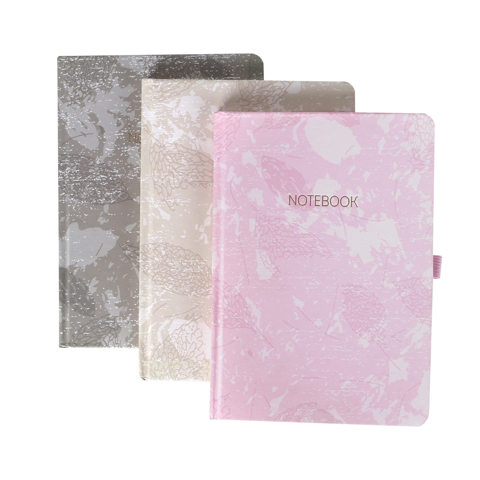 Premium A5 Hardcover Notebook with Pen Holder - 3 Pack (Pink, Coffee, Grey) - 160 Pages Lined Journal for Work, Writing & Note Taking - 100GSM Thick Paper - 5.7 x 8.3 Inches - Perfect for Office, School & Daily Planning