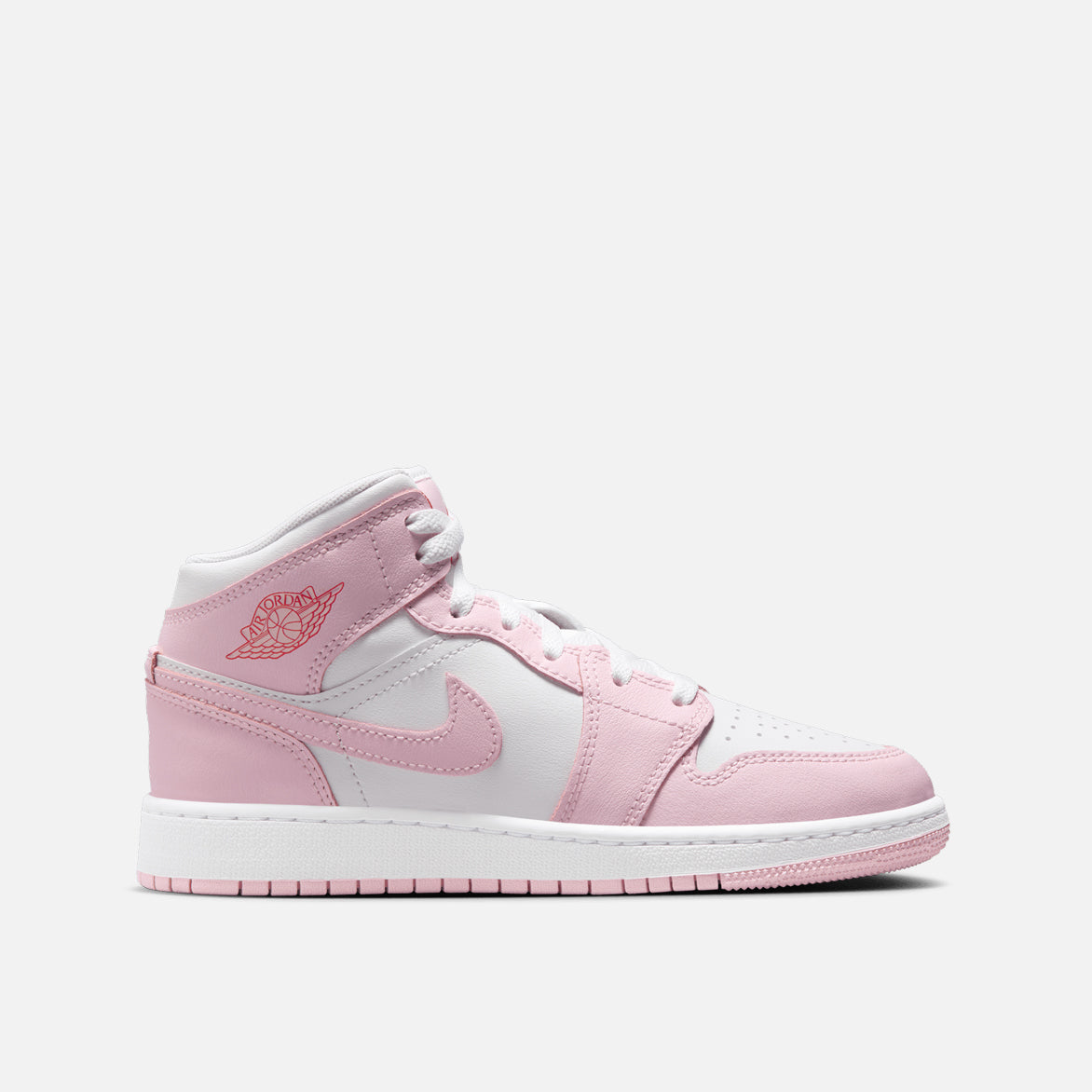 AIR JORDAN 1 MID (GS) Pink Foam/Fire Red - Women's Basketball Shoes for Running, Gym & Streetwear Fashion