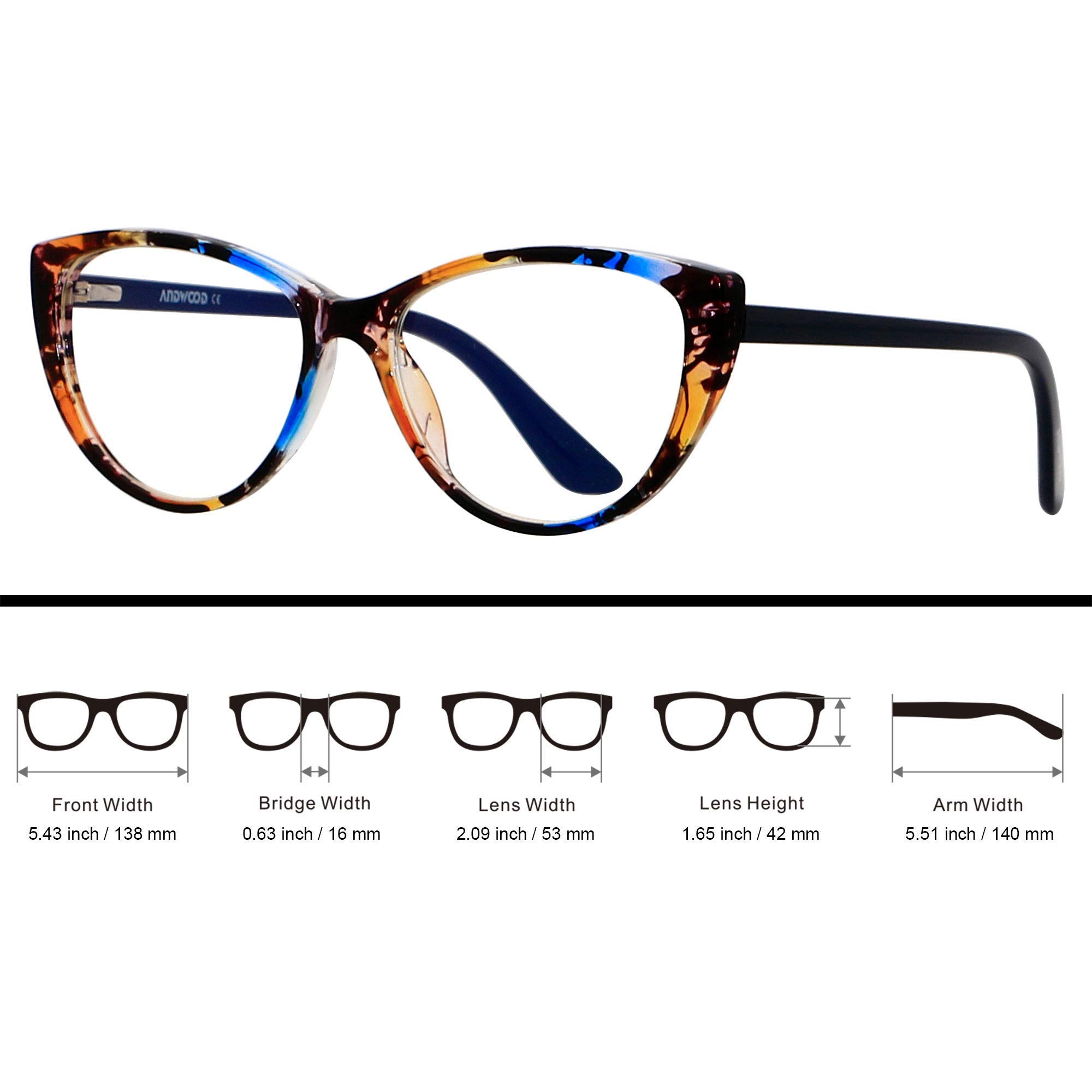 ANDWOOD Blue Light Blocking Glasses for Women - Anti Blue Ray Computer Glasses with Stylish Frame (Perfect for Office Work, Gaming & Nighttime Screen Use)