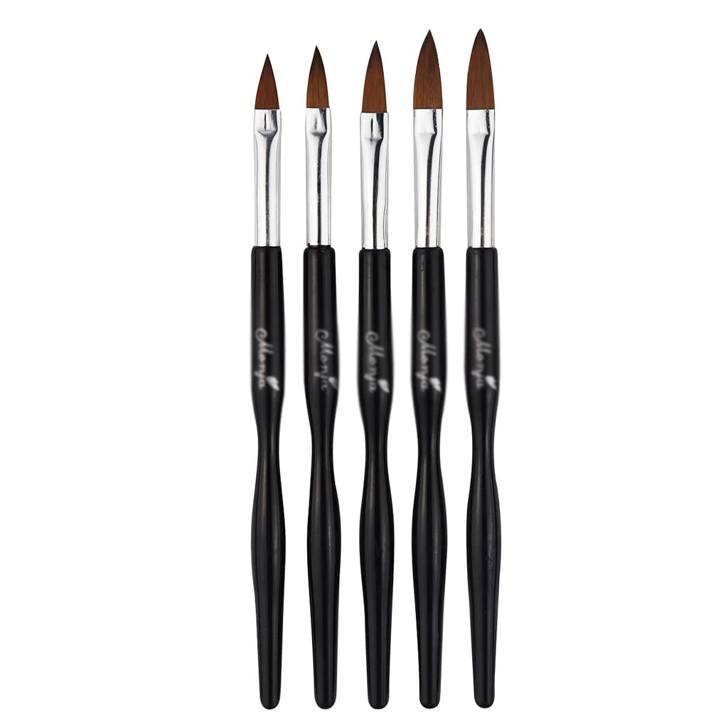 5pcs Acrylic Nail Art Liquid Powder Builder Brush - Professional Manicure Tool for Carving, Flower Shaping & Nail Extension - Perfect for Salon, Home DIY & Nail Art Enthusiasts