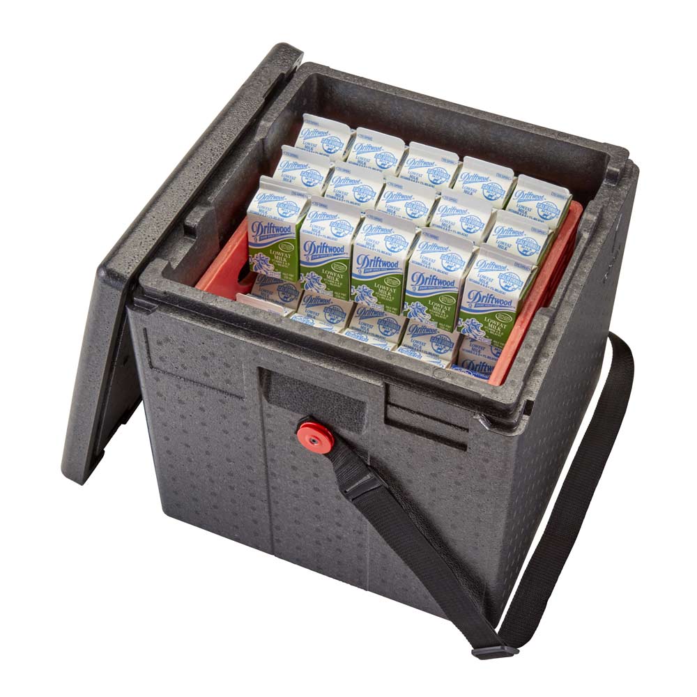 Cambro EPPMBWSTSW110 Cam GoBox Insulated Milk Crate Box - Black | Durable Food Storage Container for Restaurants, Catering & Commercial Kitchens | Perfect for Transporting Dairy, Beverages & Perishable Items