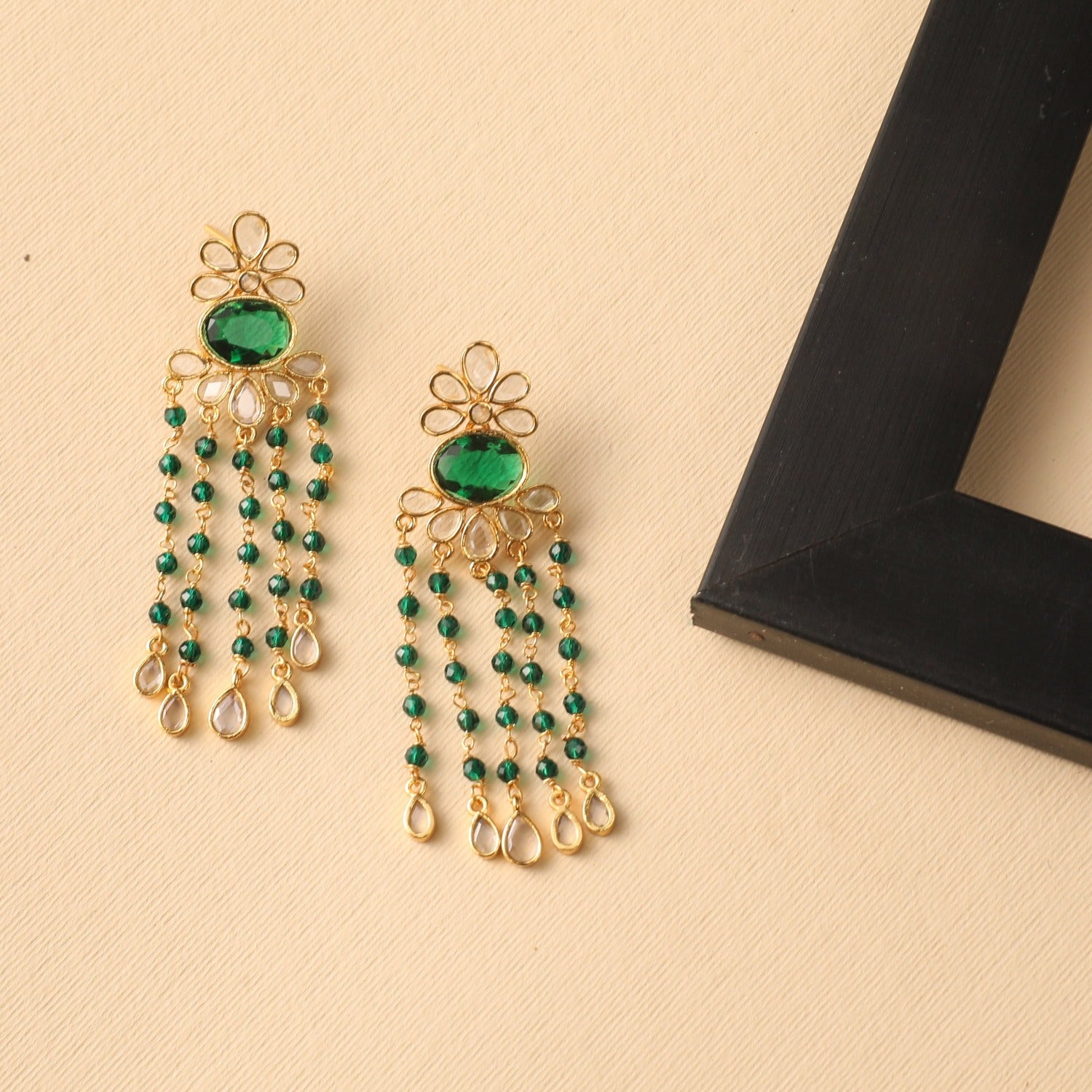 Floral Beaded Drop Earrings for Women - Handmade Bohemian Dangle Earrings for Party, Wedding & Everyday Wear