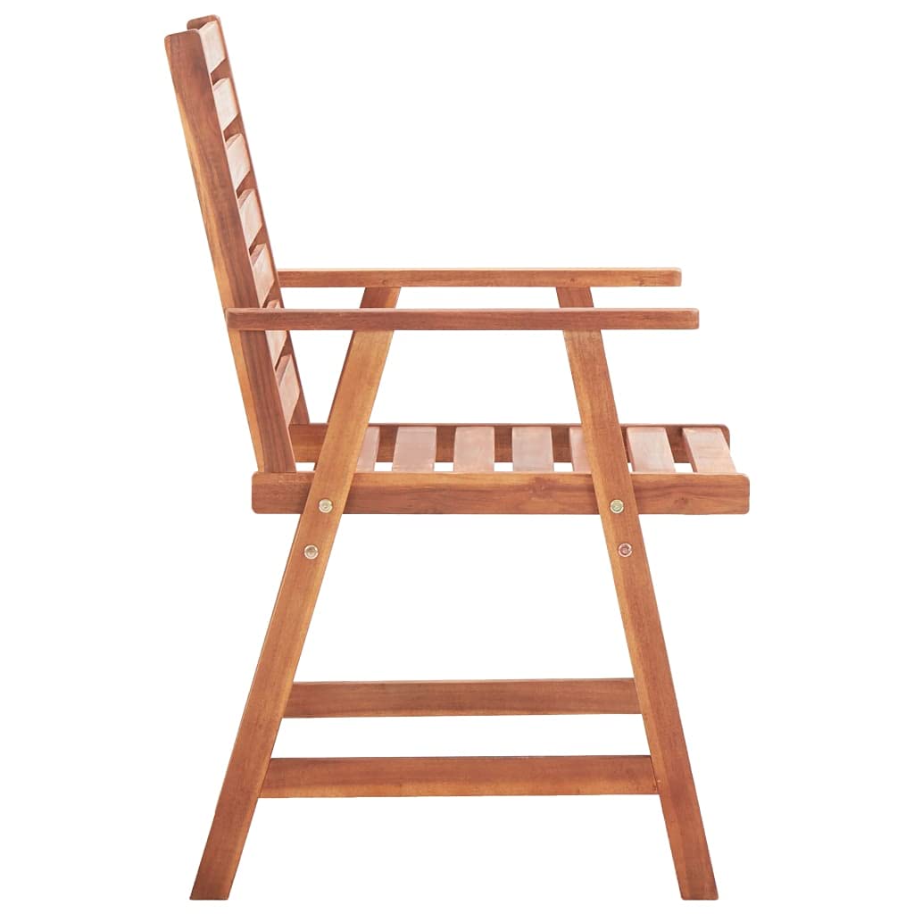 vidaXL 3-Piece Acacia Wood Patio Dining Chairs Set with Cushions - Solid Wood Outdoor Garden Chairs, Retro Style Slat Back Design - Perfect for Backyard, Deck, Poolside & Outdoor Dining Areas