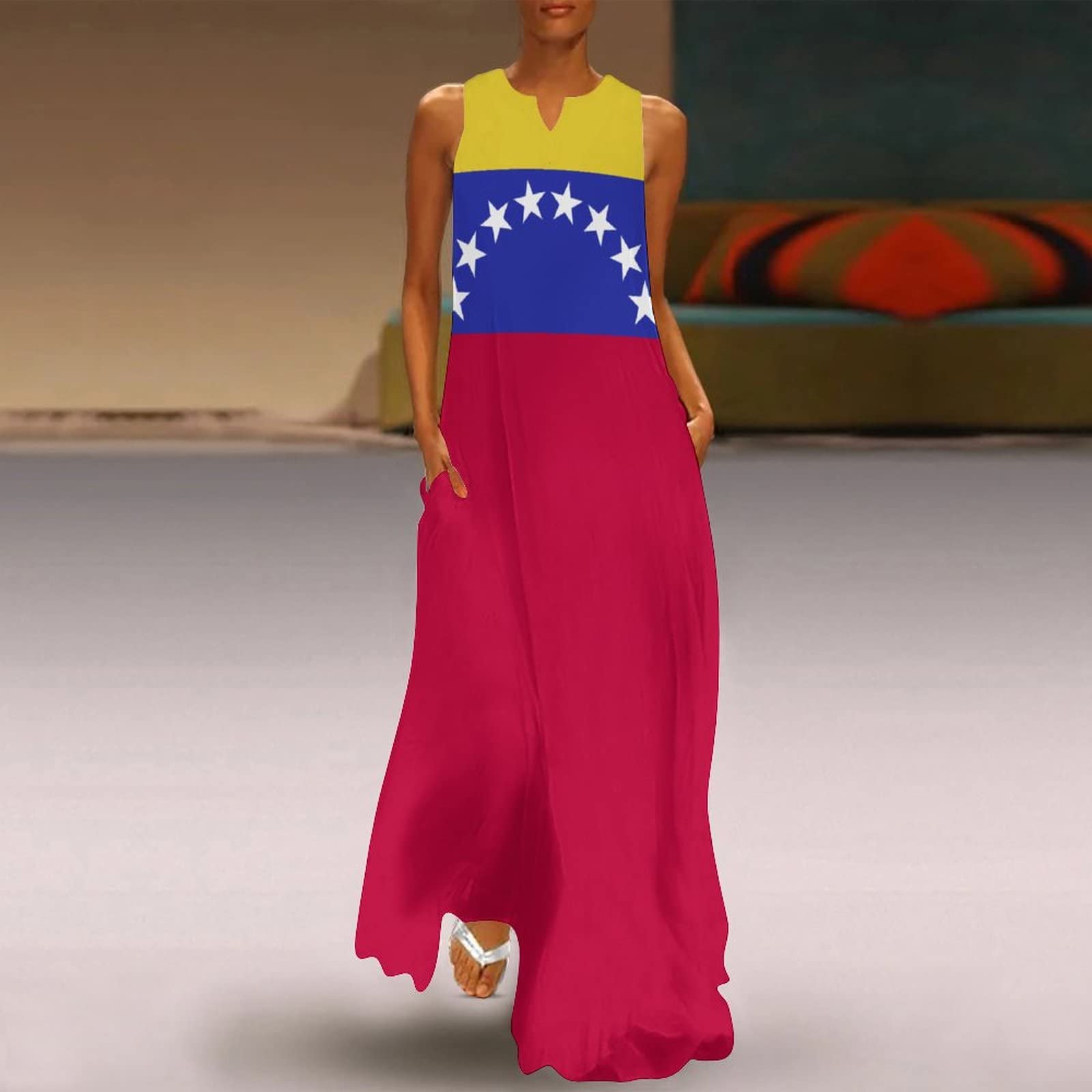 Venezuela Flag Print Women's Casual Summer Dress - Stylish & Comfortable Fashion Top for Beach, Travel & Everyday Wear