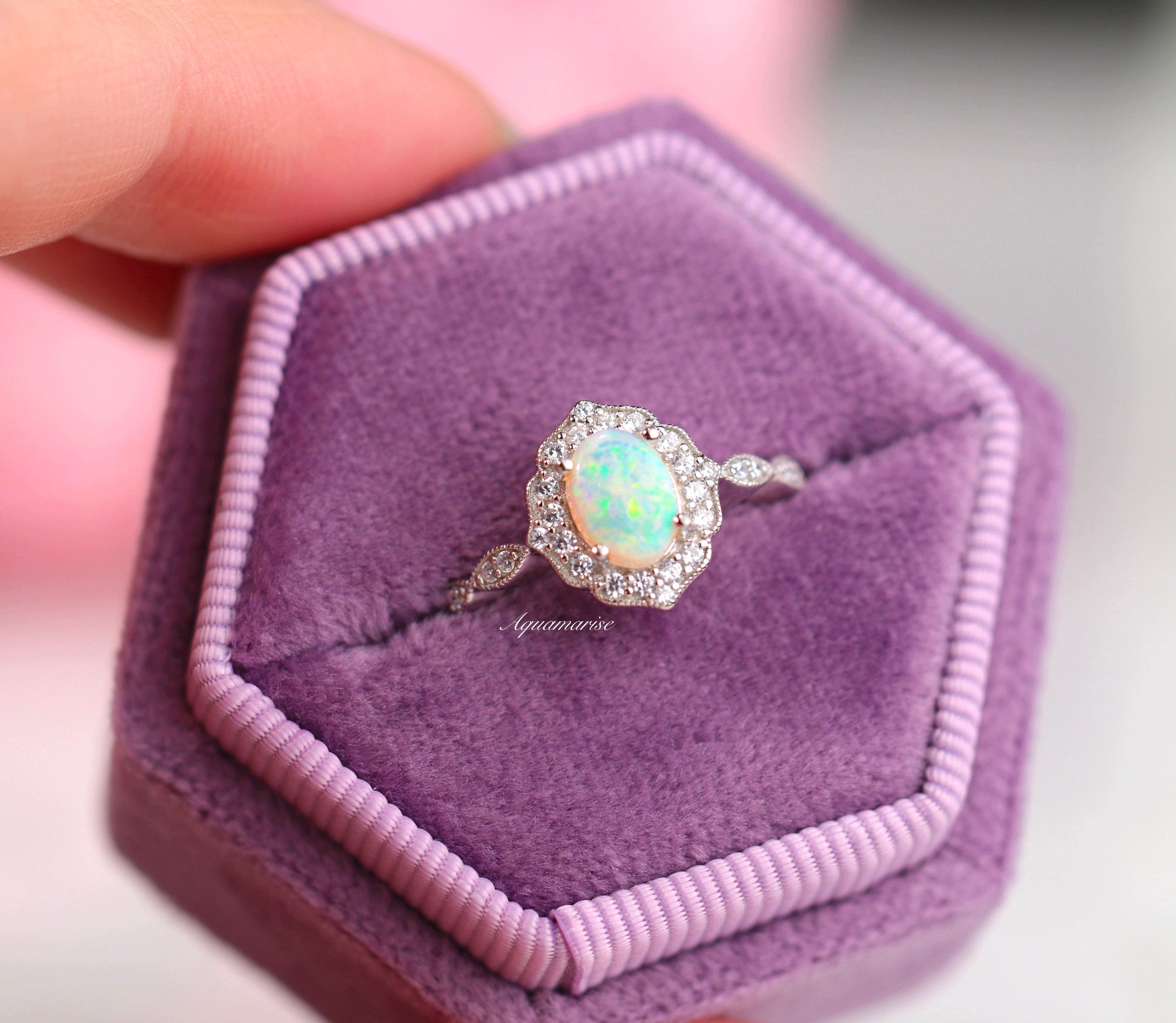Exquisite Cordelia Australian Opal Ring in Sterling Silver – Elegant Jewelry for Women, Perfect for Weddings, Anniversaries & Special Occasions