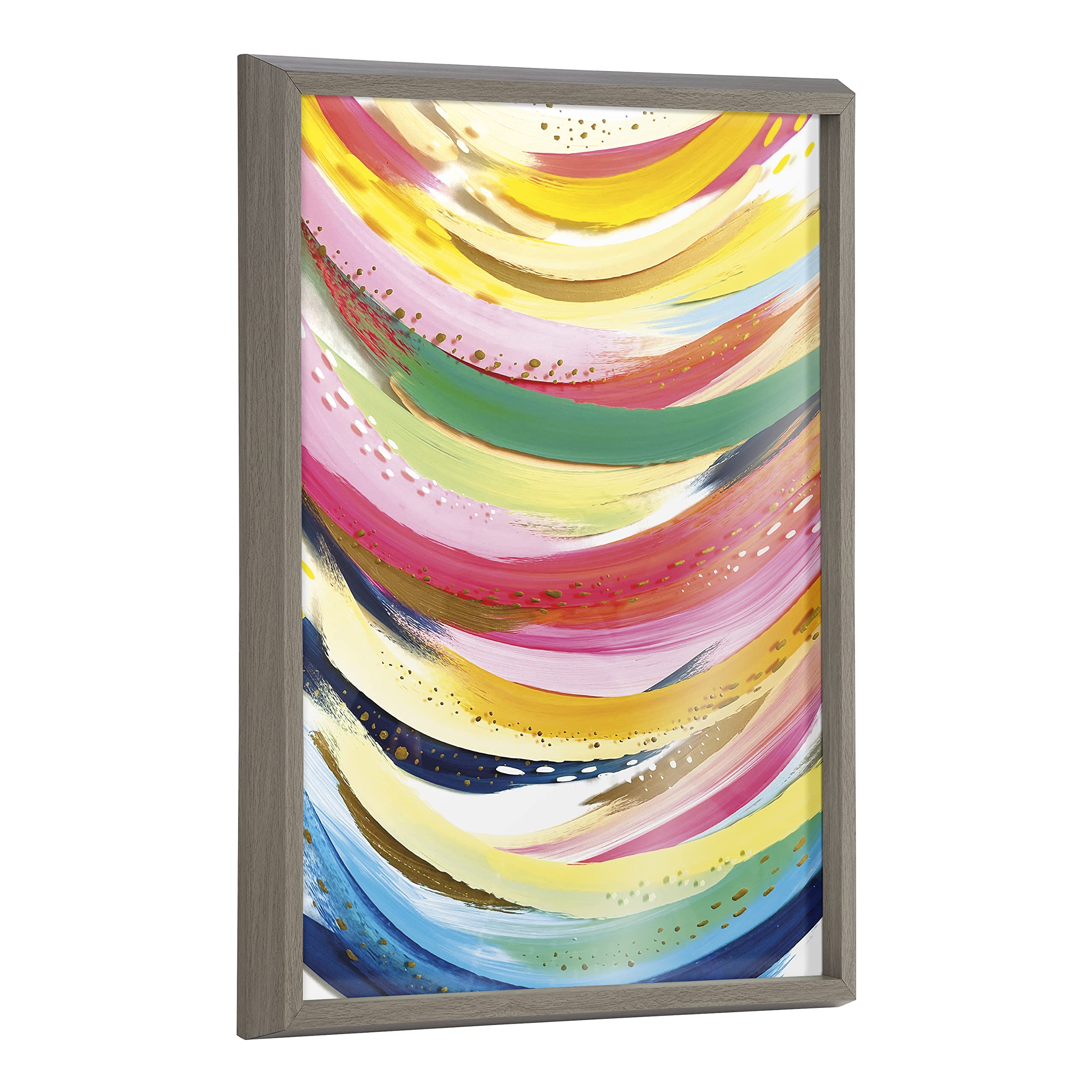 Jessi Raulet Ettavee Brushstroke 117 Framed Wall Art - 18x24 Gray Abstract Painting Print on Glass - Modern Home & Office Decor for Living Room, Bedroom or Gallery