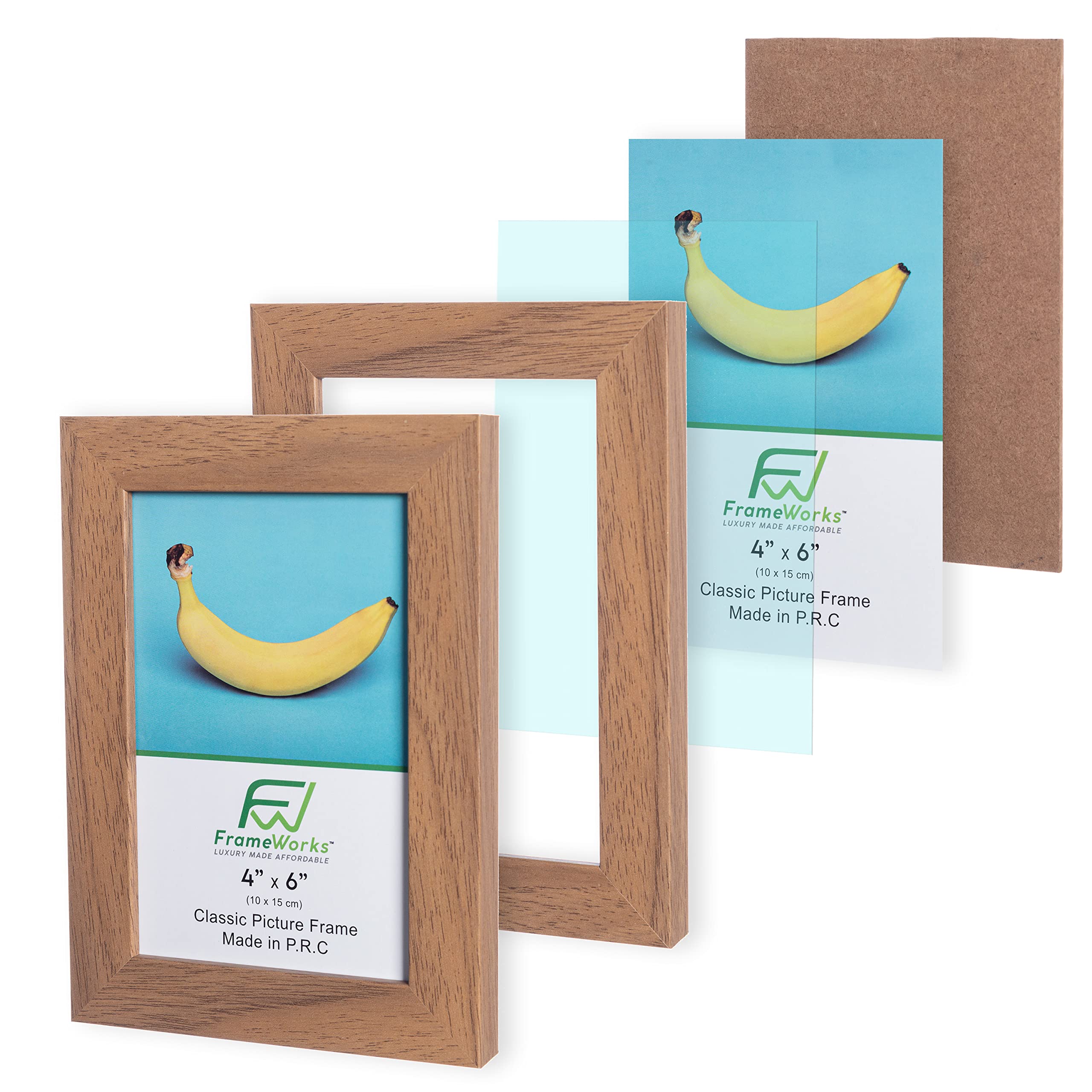 4x6 Classic Wooden Picture Frames with Tempered Glass - Golden Oak - 6 Pack | Wall & Tabletop Display for Family Photos, Artwork, and Home Decor