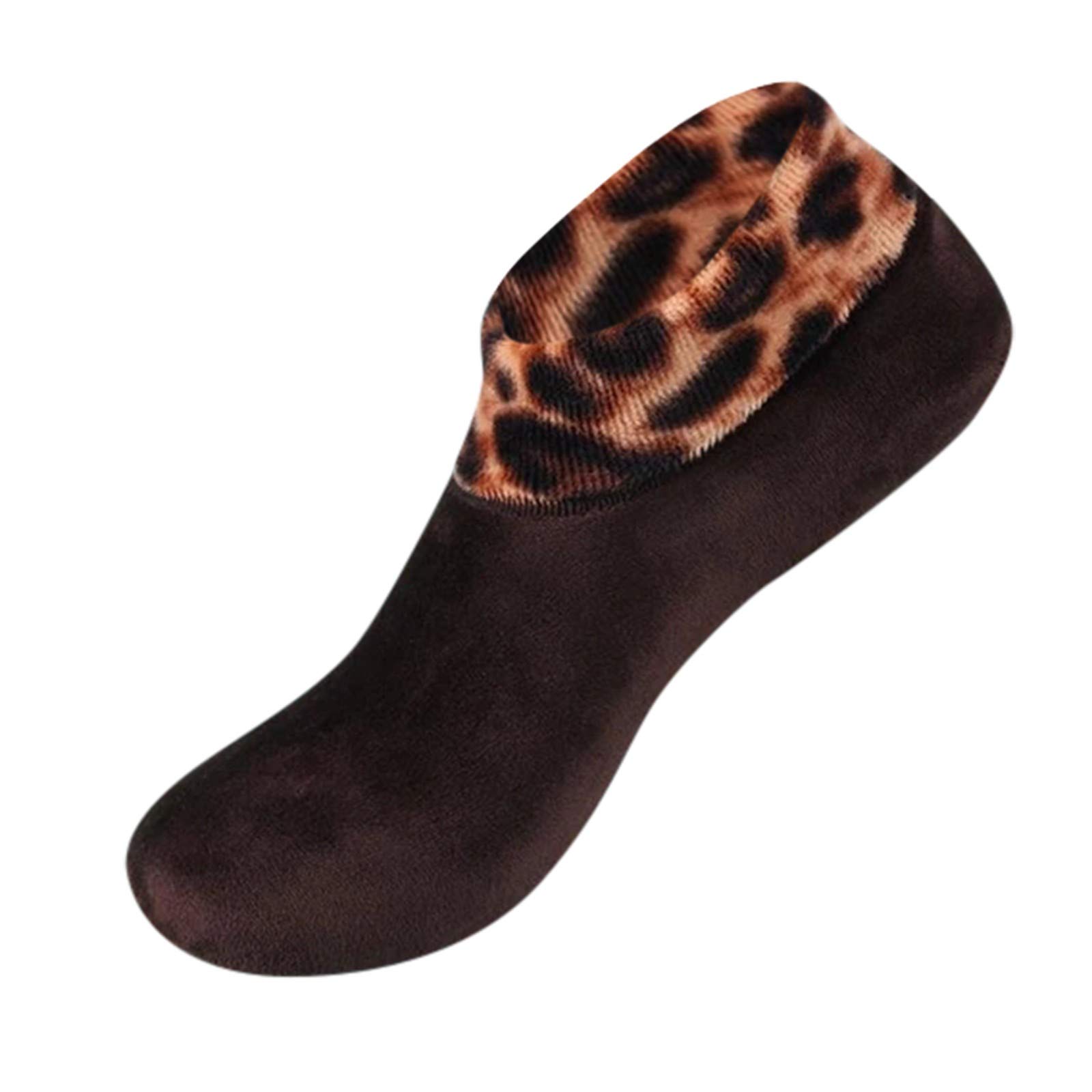 Non-Slip Warm Thermal Winter Socks for Women - Cozy Leopard Print Indoor Bed Socks | Perfect for Home, Office & Cold Weather Comfort