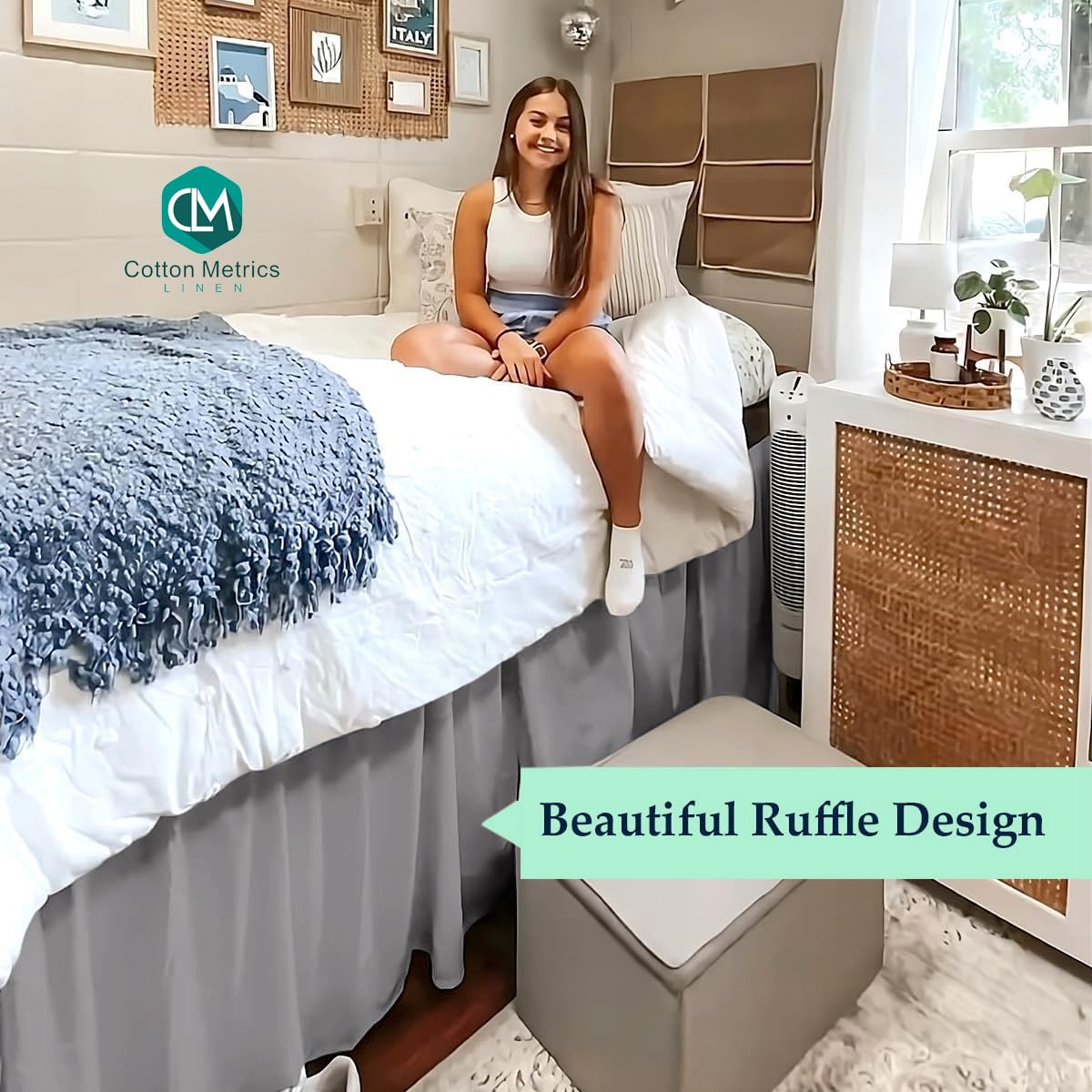 Twin XL Bed Skirt for Dorm Room - 42