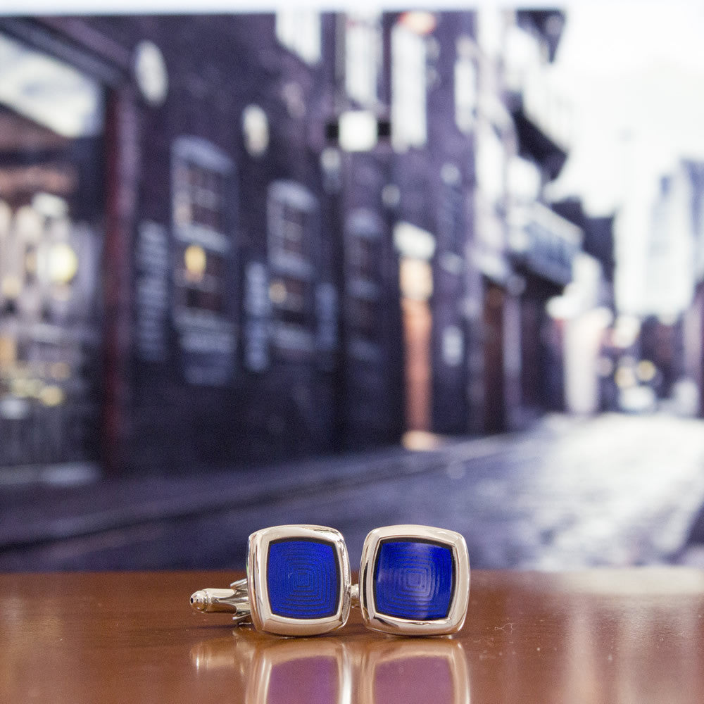 KingCuffs Enameled Square Cufflinks for Men - Elegant Dress Accessories for Weddings, Business & Formal Events | Stainless Steel Luxury Cuff Links