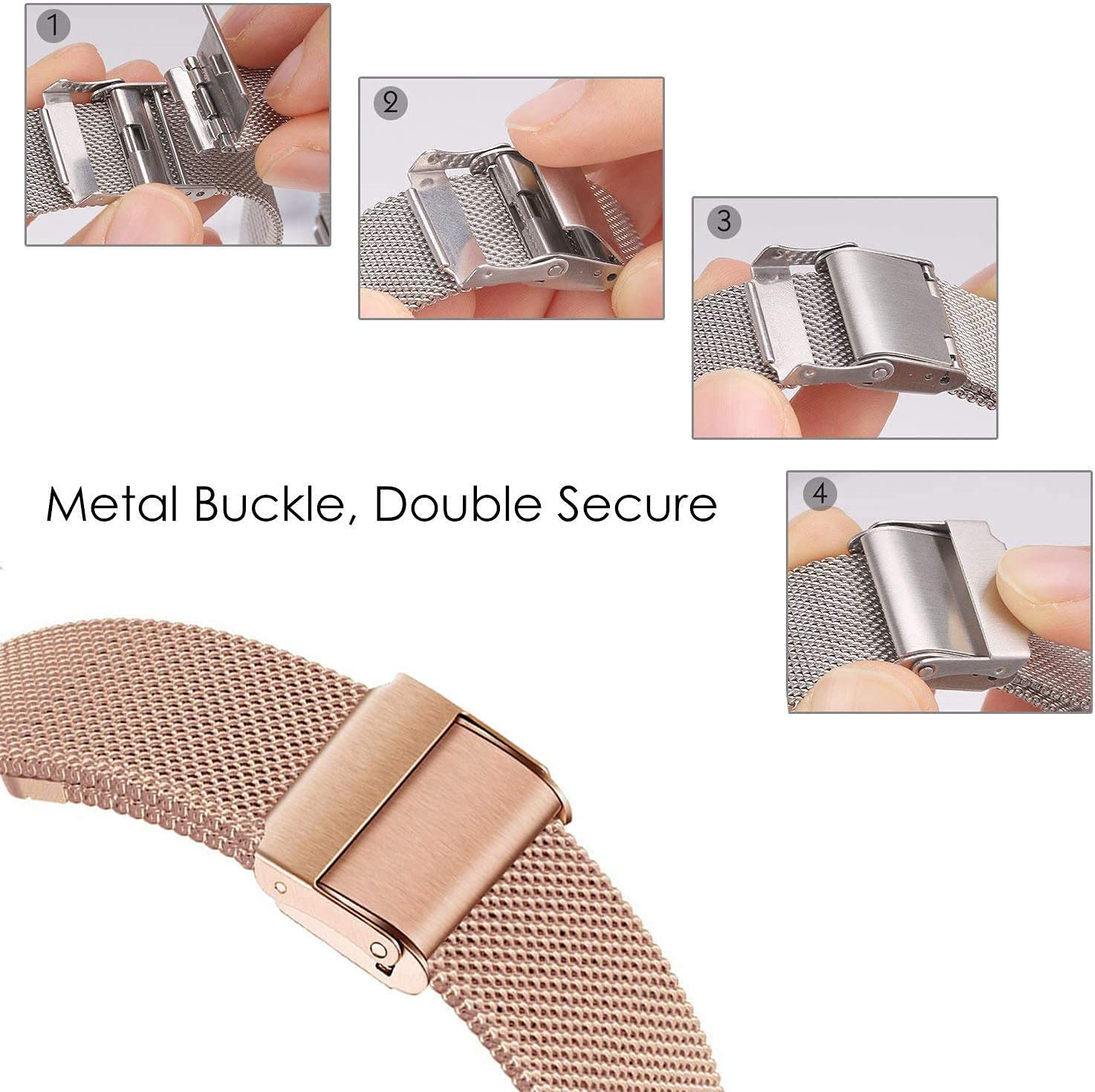 ECSEM Stainless Steel Watch Bands - Quick Release Replacement Straps Compatible with AGPTEK Smartwatches | Durable Metal Wristbands for Work, Gym & Everyday Wear