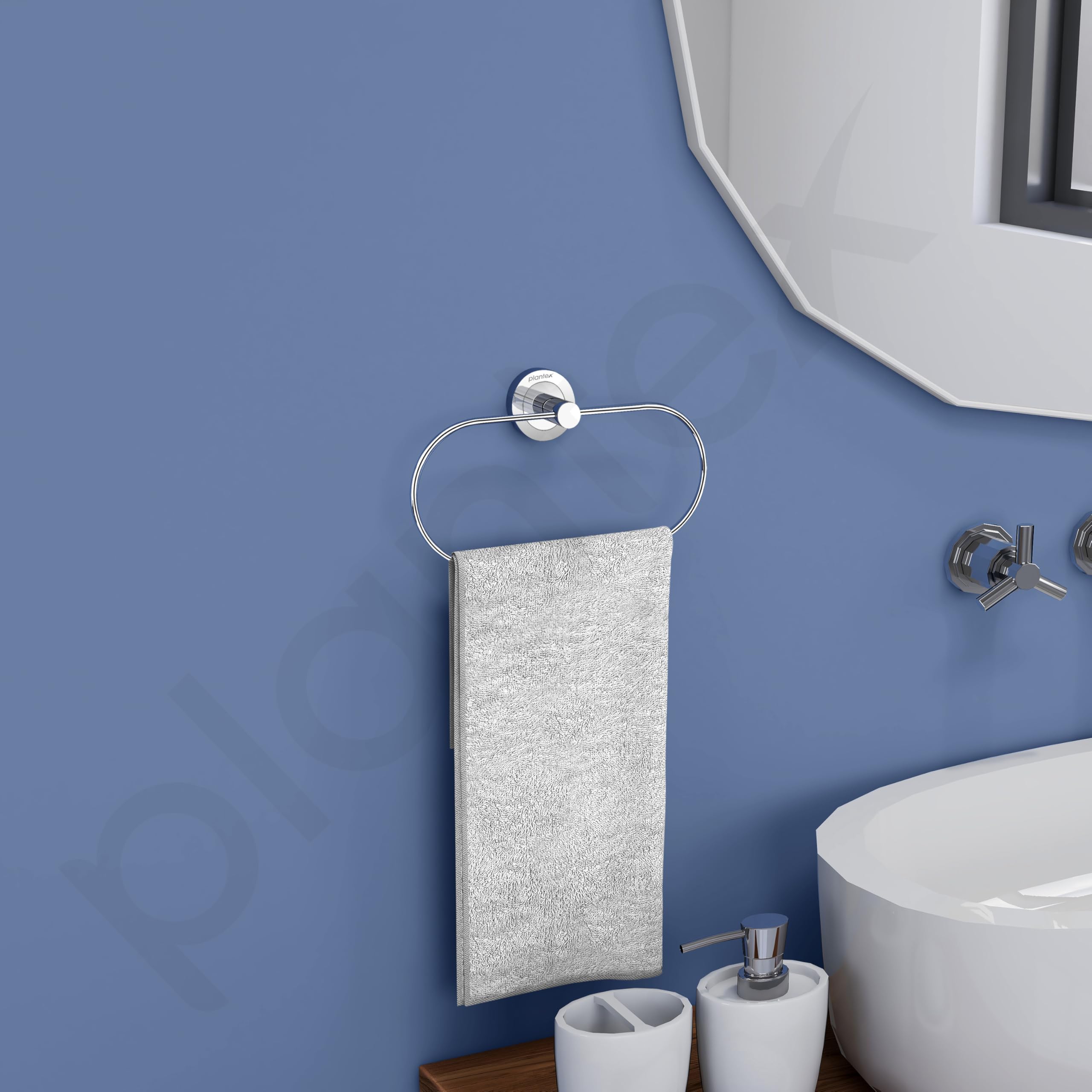 Plantex Stainless Steel Towel Ring - Chrome Oval Bathroom & Kitchen Towel Holder for Wash Basin, Napkin Hanger - Durable Bathroom Accessories for Home & Hotel Use