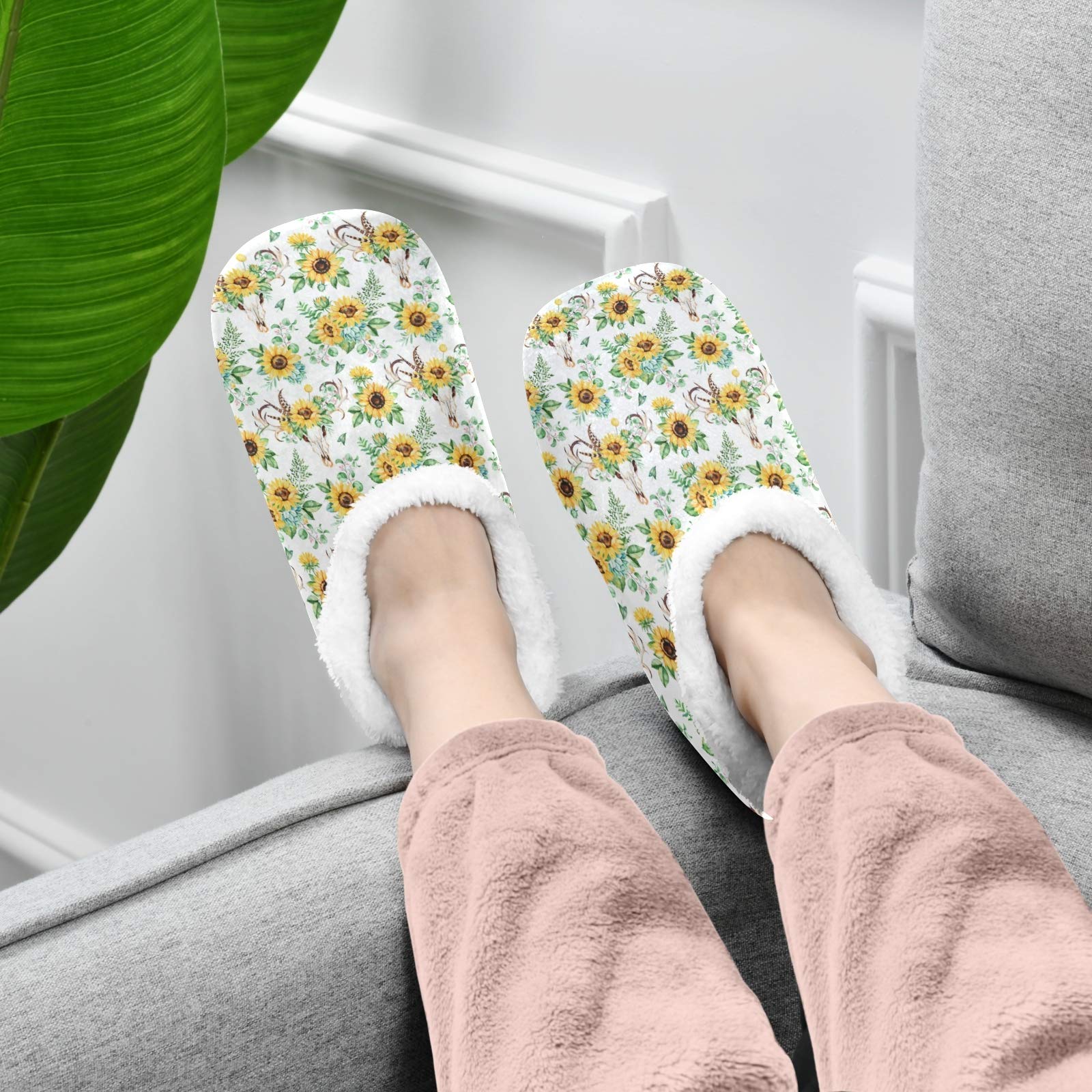 Skull & Glasses Fleece House Slippers for Women & Men - Warm Winter Indoor/Outdoor Cozy Slippers - Perfect for Home, Office, and Relaxation