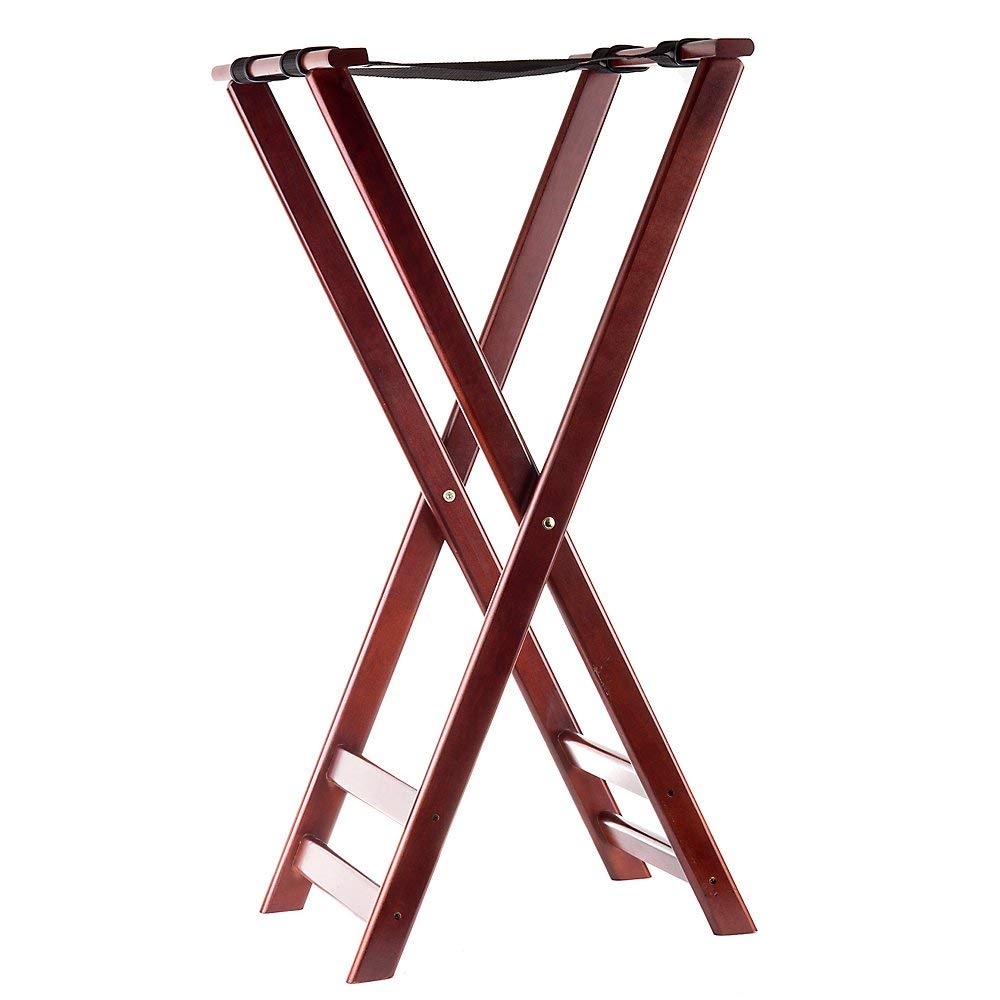 Tablecraft 38 Inch Tall Mahogany Finish Teak Wood Serving Tray Stand - Perfect for Buffet, Dining Room, and Kitchen Display