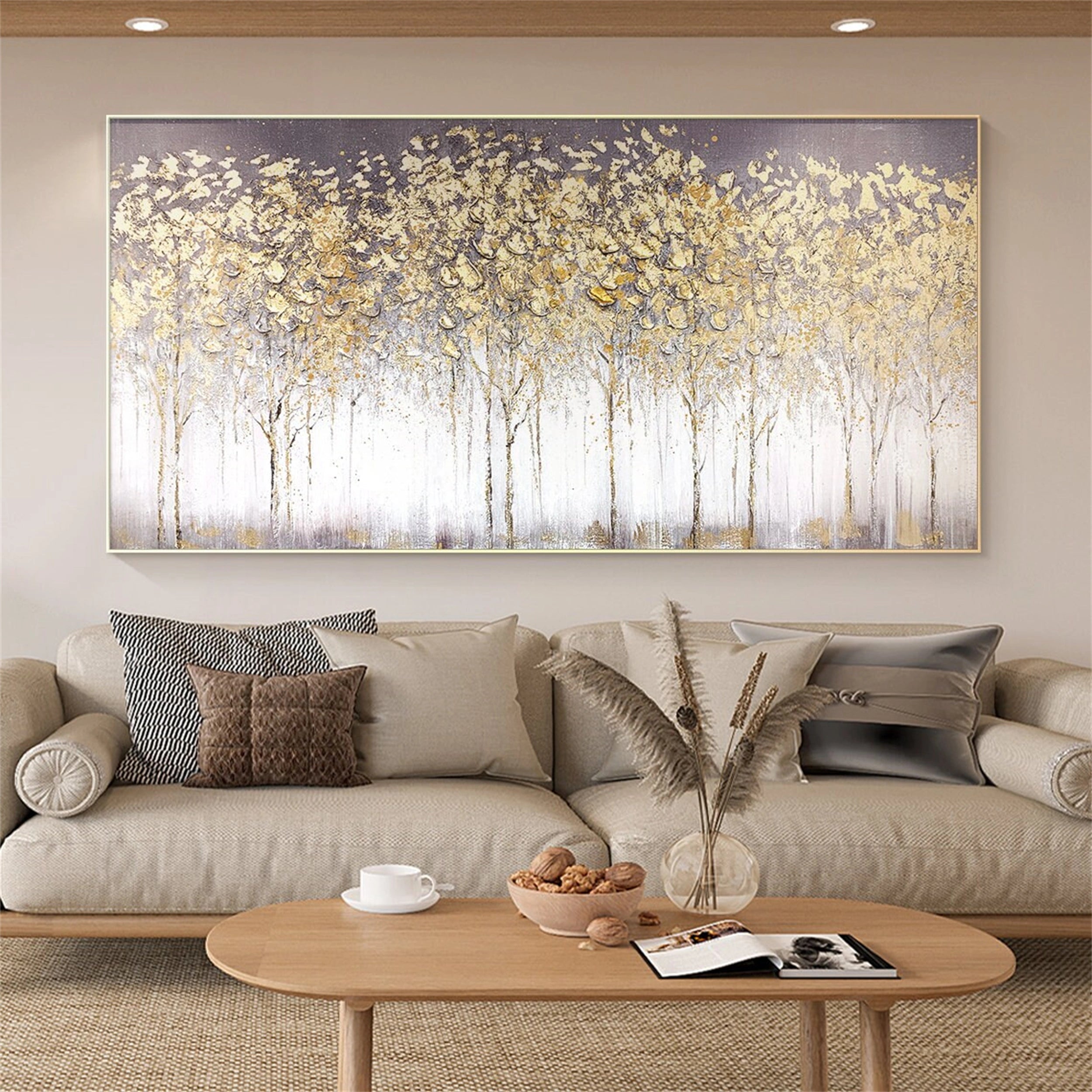 Beautiful Flower and Tree Painting #FT032 - Handmade Canvas Art for Home Decor, Living Room, Bedroom & Office Wall