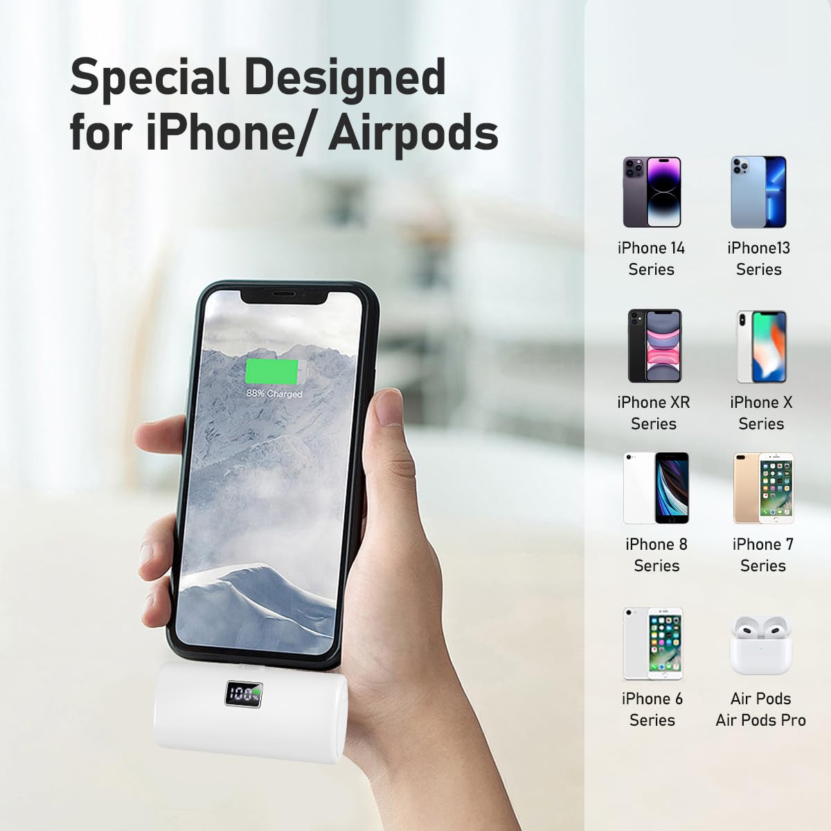 RIENOO 5000mAh Portable Charger - Fast Charging Power Bank with LED Display | Compact External Battery for iPhone 14/14 Pro/13/12/XR/8/7/6 | Perfect for Travel, Camping, Emergency & Daily Use | Portable Phone Charger for Work, Gym and Outdoor Activities
