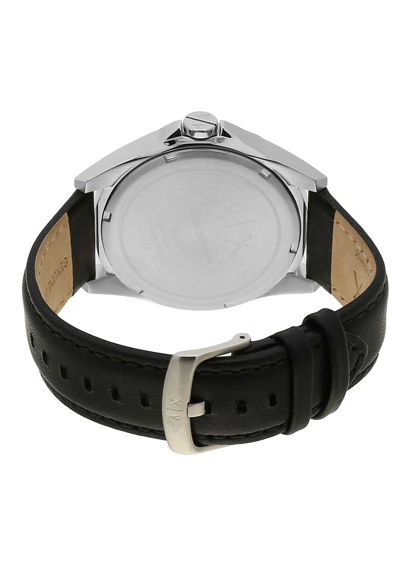 ARMANI EXCHANGE AX2621 Men's Black Leather Strap Watch with Black Dial - Stylish Casual & Business Wear Accessory for Men