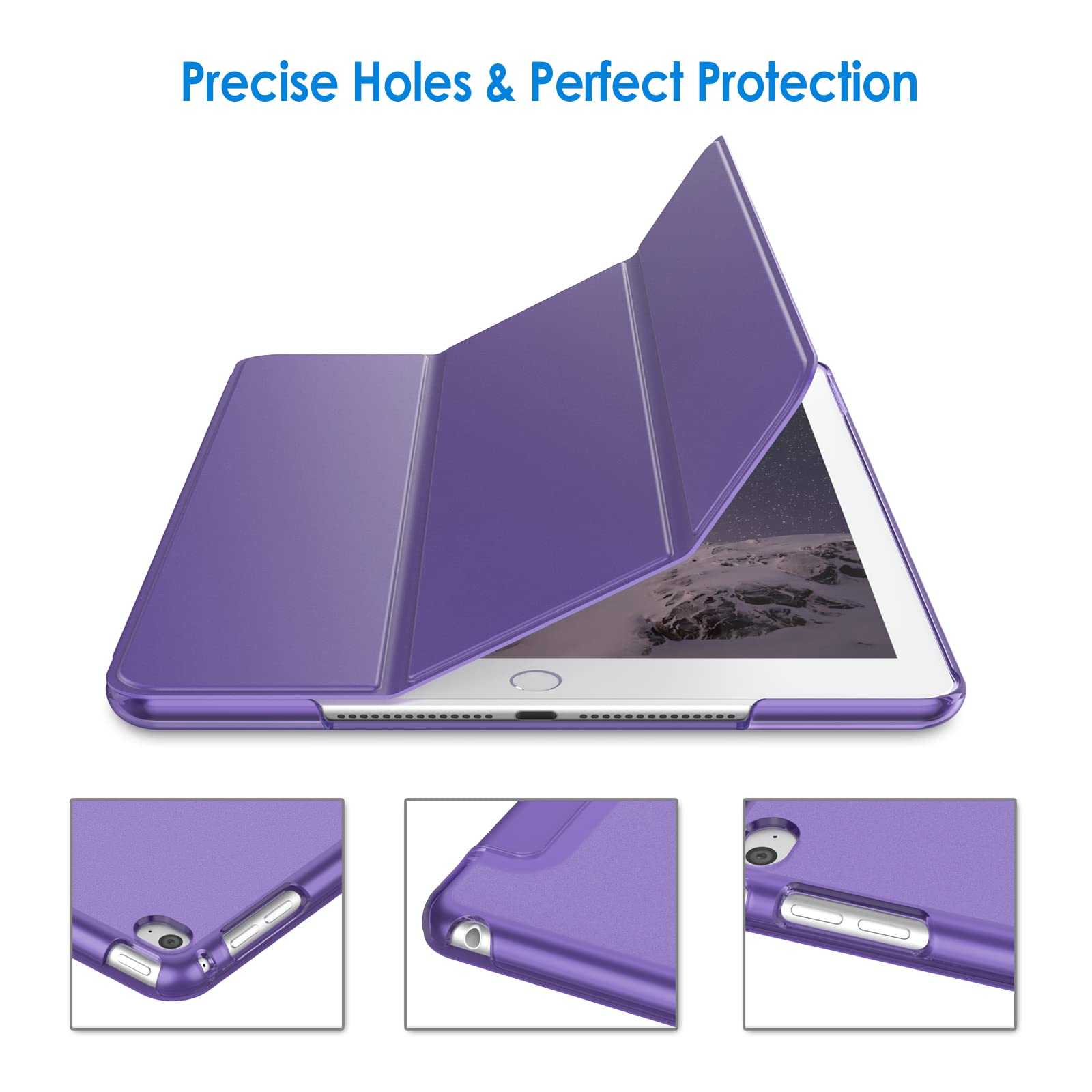 JETech iPad Air 2 Case with Auto Wake/Sleep Smart Cover - Purple Protective Shell for iPad Air 2 (Not Compatible with 1st Gen) | Perfect for Work, Travel & Home Use