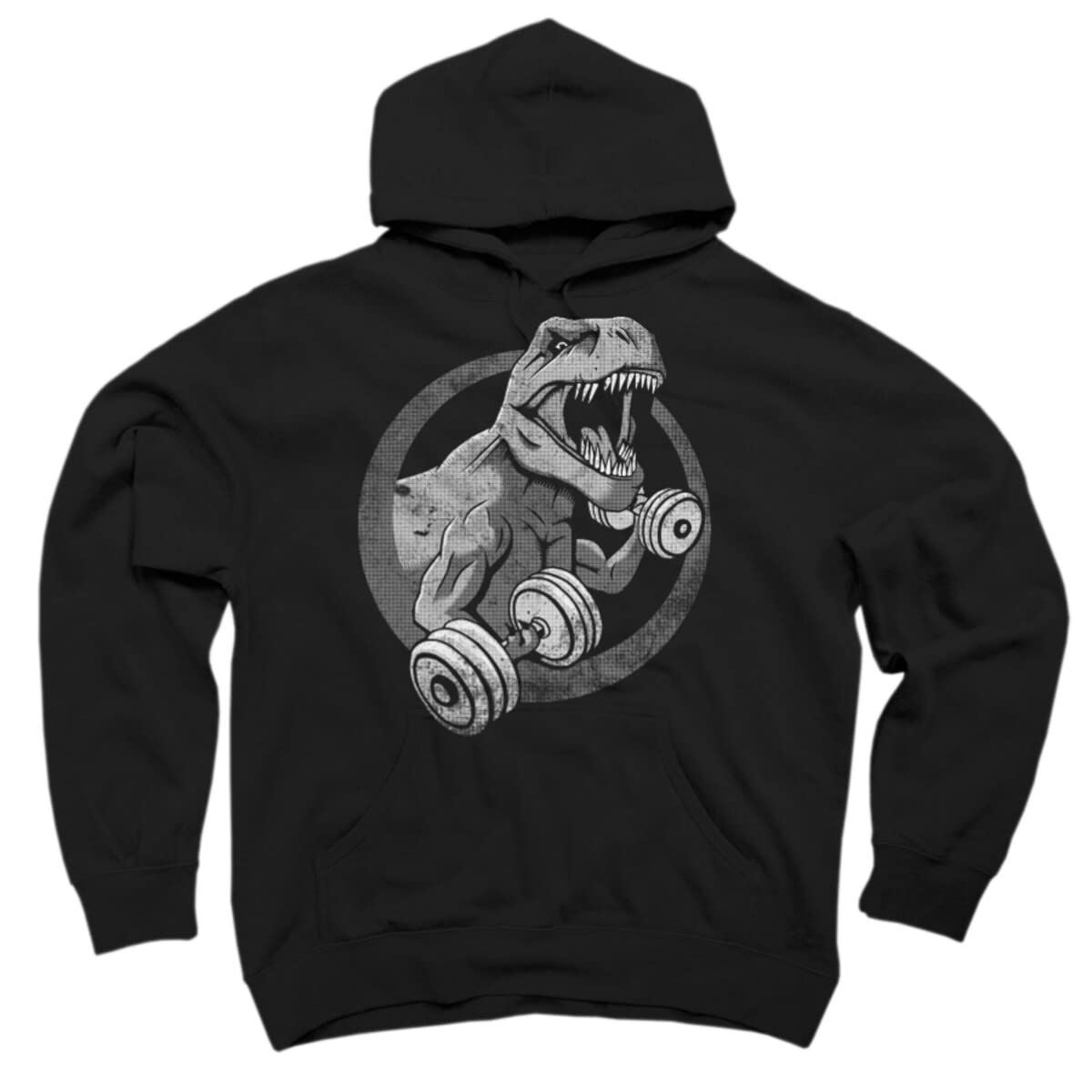 Design By Humans Unisex Small Arms - Big Guns Distressed Pullover Hoodie | Snazzygaz Graphic Sweatshirt for Men & Women | Casual Streetwear, Gaming & Pop Culture Fashion
