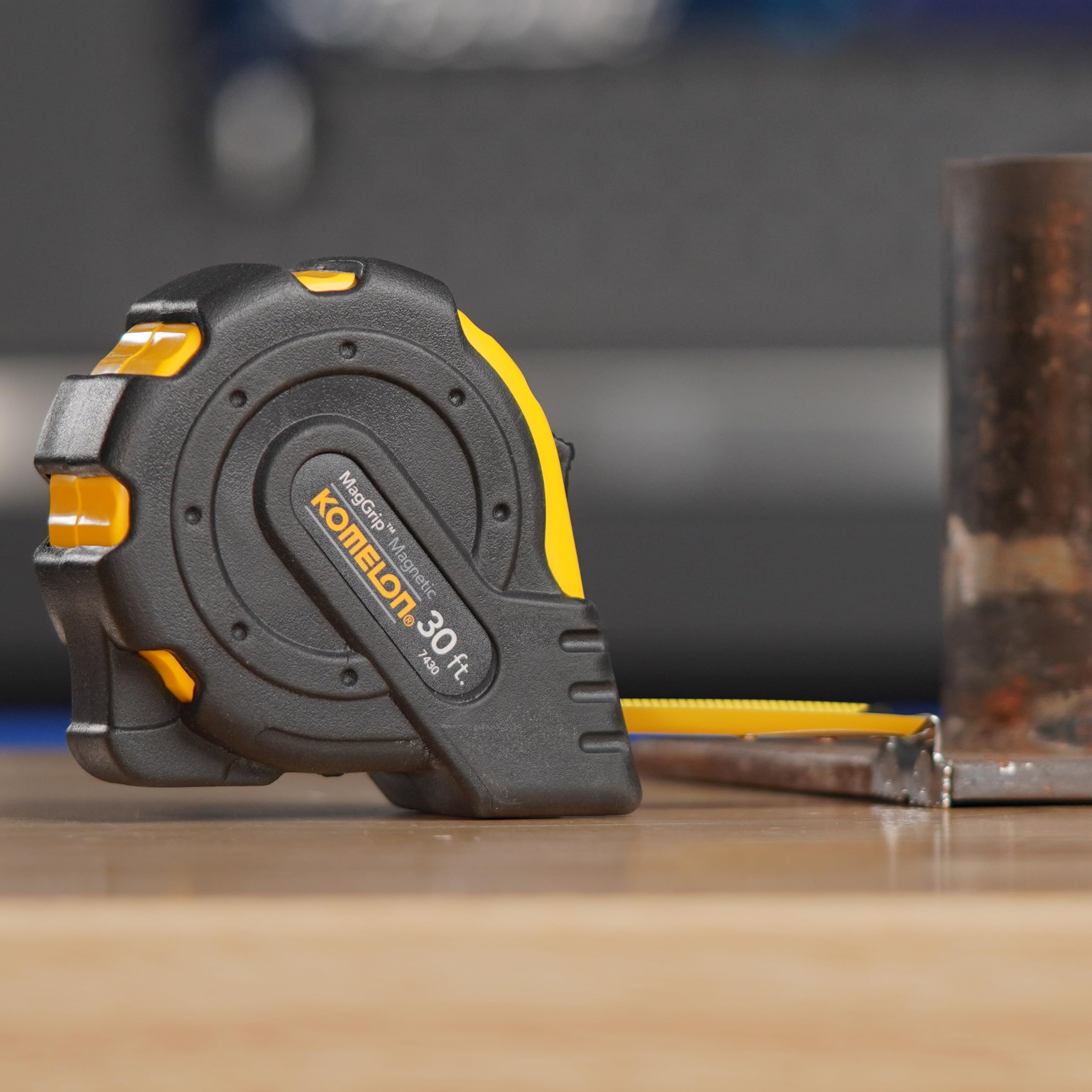 KOMELON 30ft Magnetic Tape Measure with MagGrip Hook - Durable Impact Absorbing Rubber - Perfect for Construction, DIY Projects & Home Improvement (Model 7430)