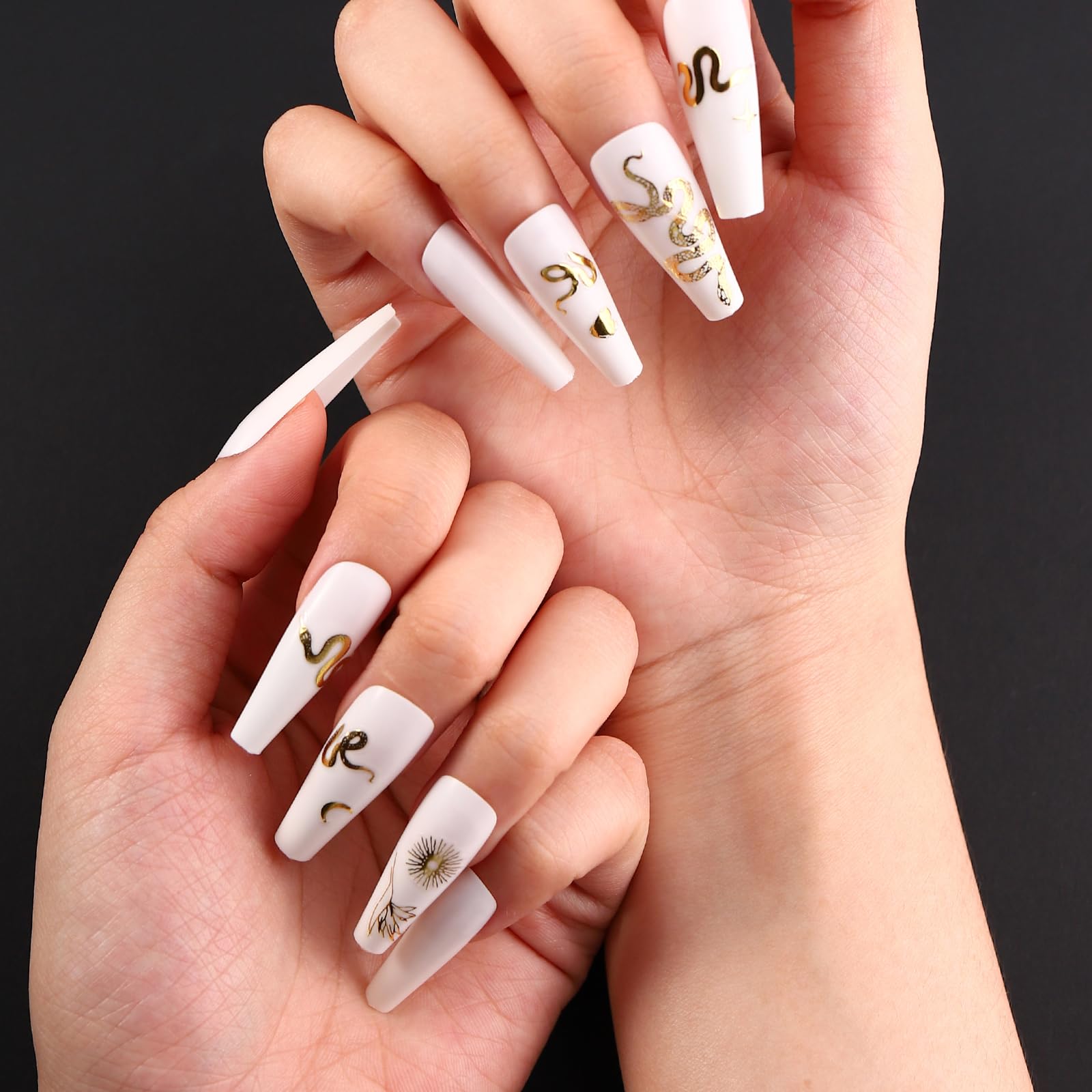 3D Gold Snake Nail Stickers - Luxury Holographic Designs for Women | Party & Wedding Nail Art